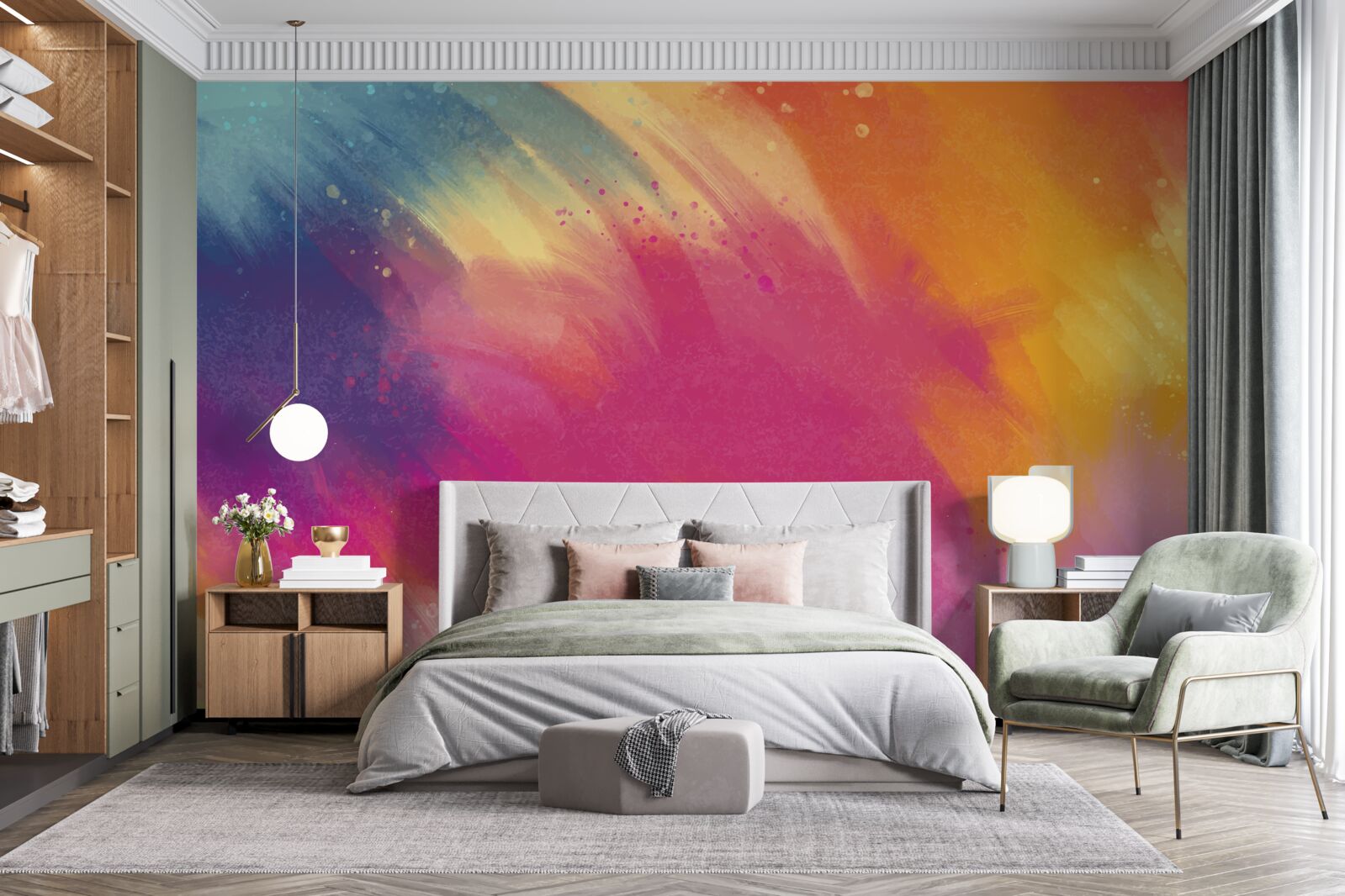 Carta da parati arcobaleno nello spazio