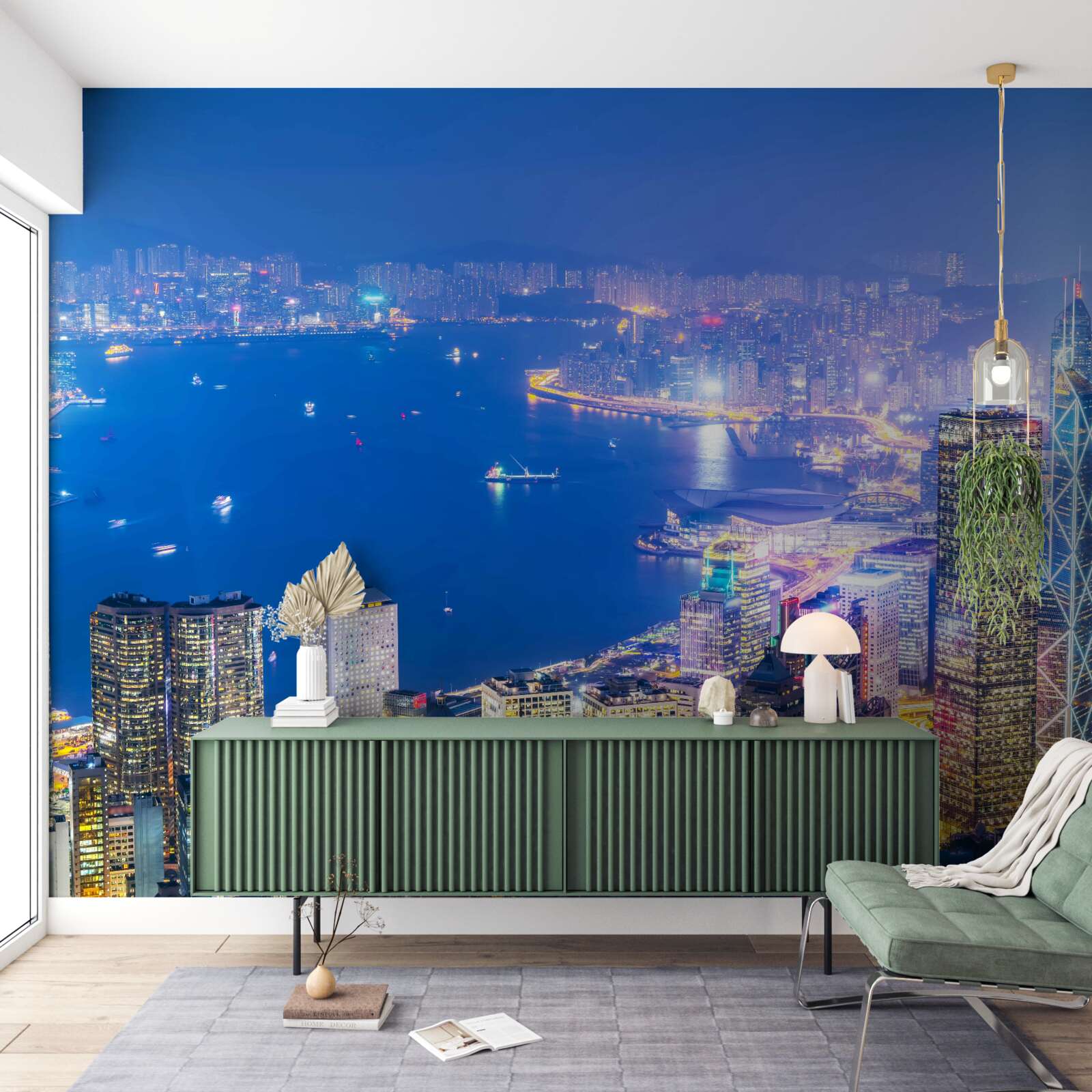 Carta da parati L'ipnotico paesaggio notturno di hong kong