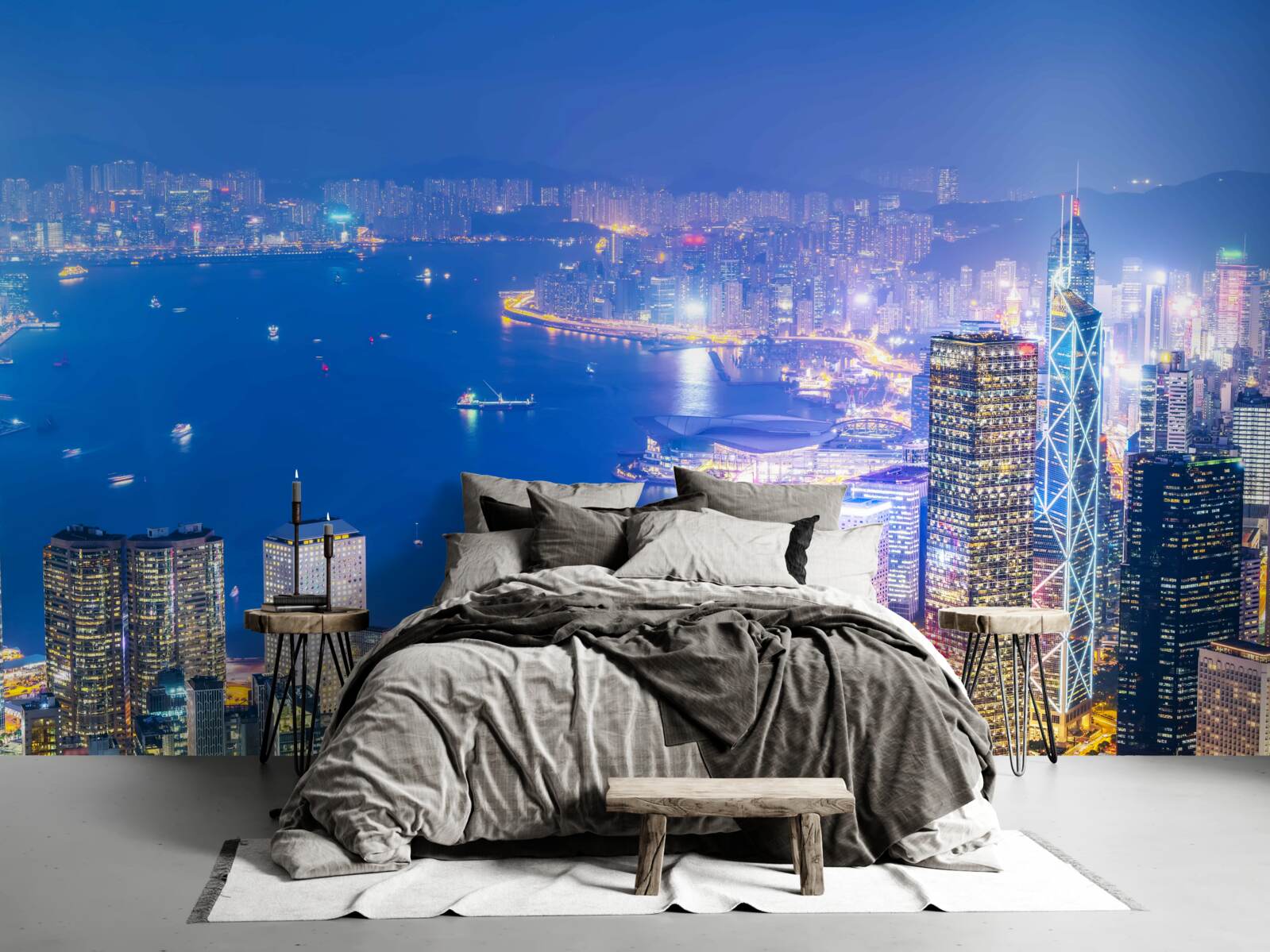 Carta da parati L'ipnotico paesaggio notturno di hong kong