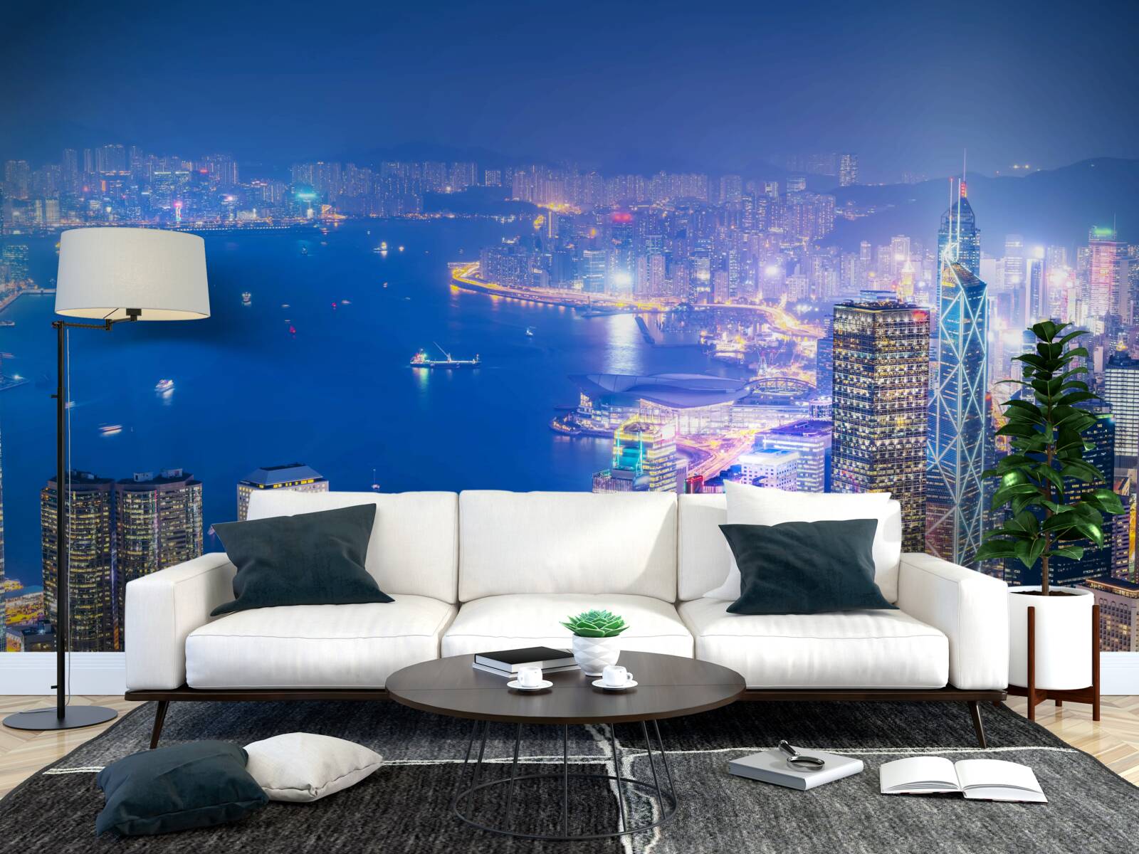 Carta da parati L'ipnotico paesaggio notturno di hong kong