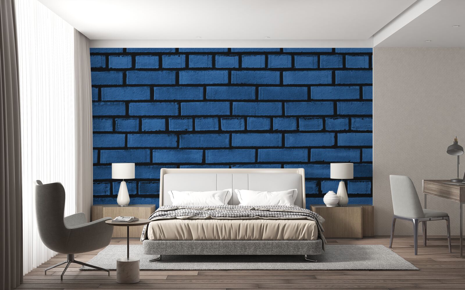 Carta da parati Il muro è fatto di mattoni blu scuro.