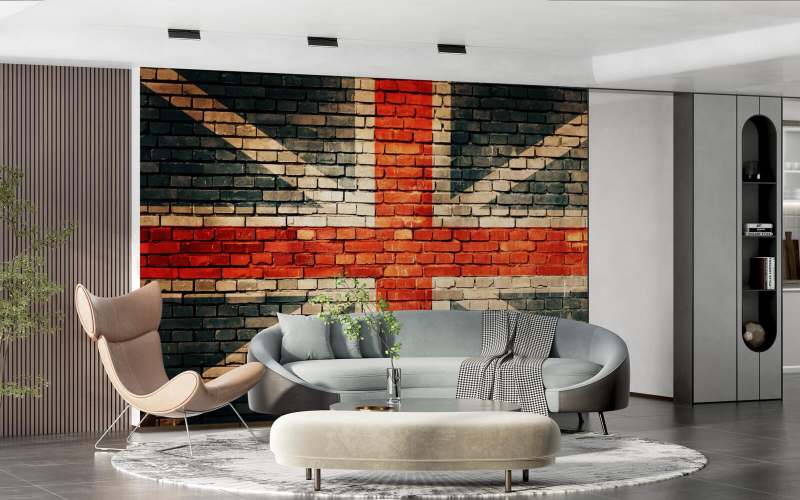 Carta da parati bandiera britannica su un muro di mattoni