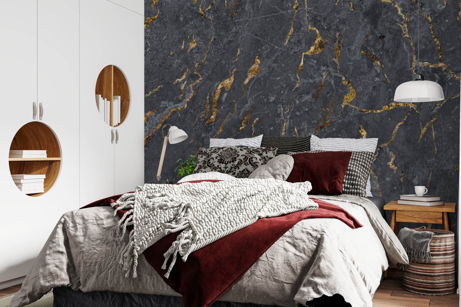 Carta da parati sfondo in marmo nero con particelle d'oro