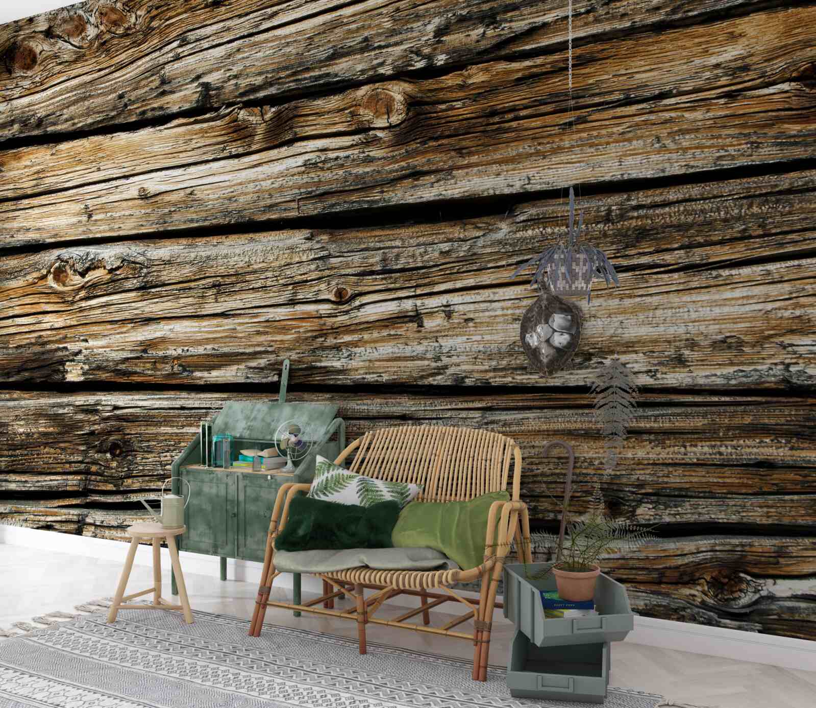 Carta da parati autentica tavola di legno in stile retrò