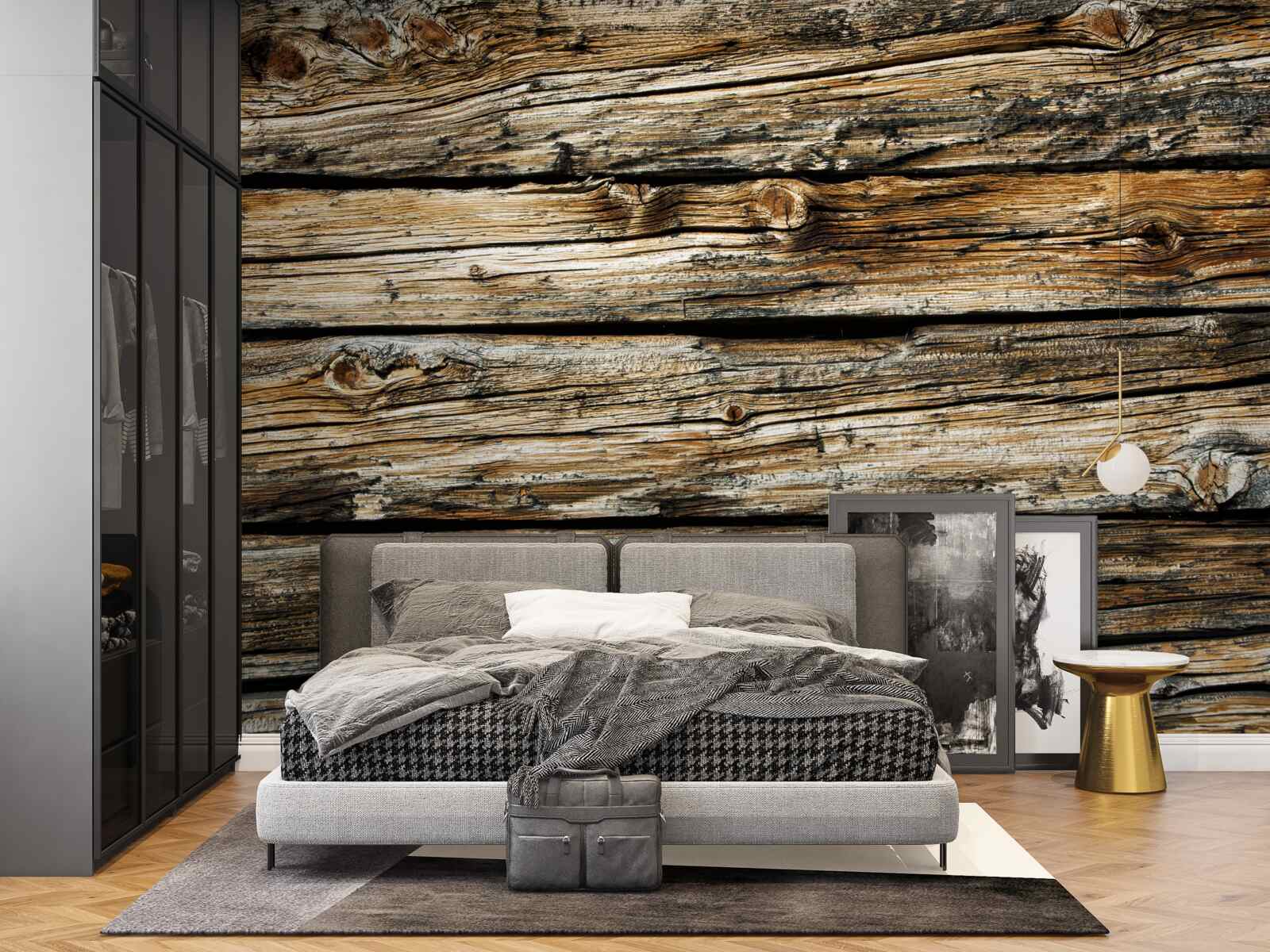 Carta da parati autentica tavola di legno in stile retrò