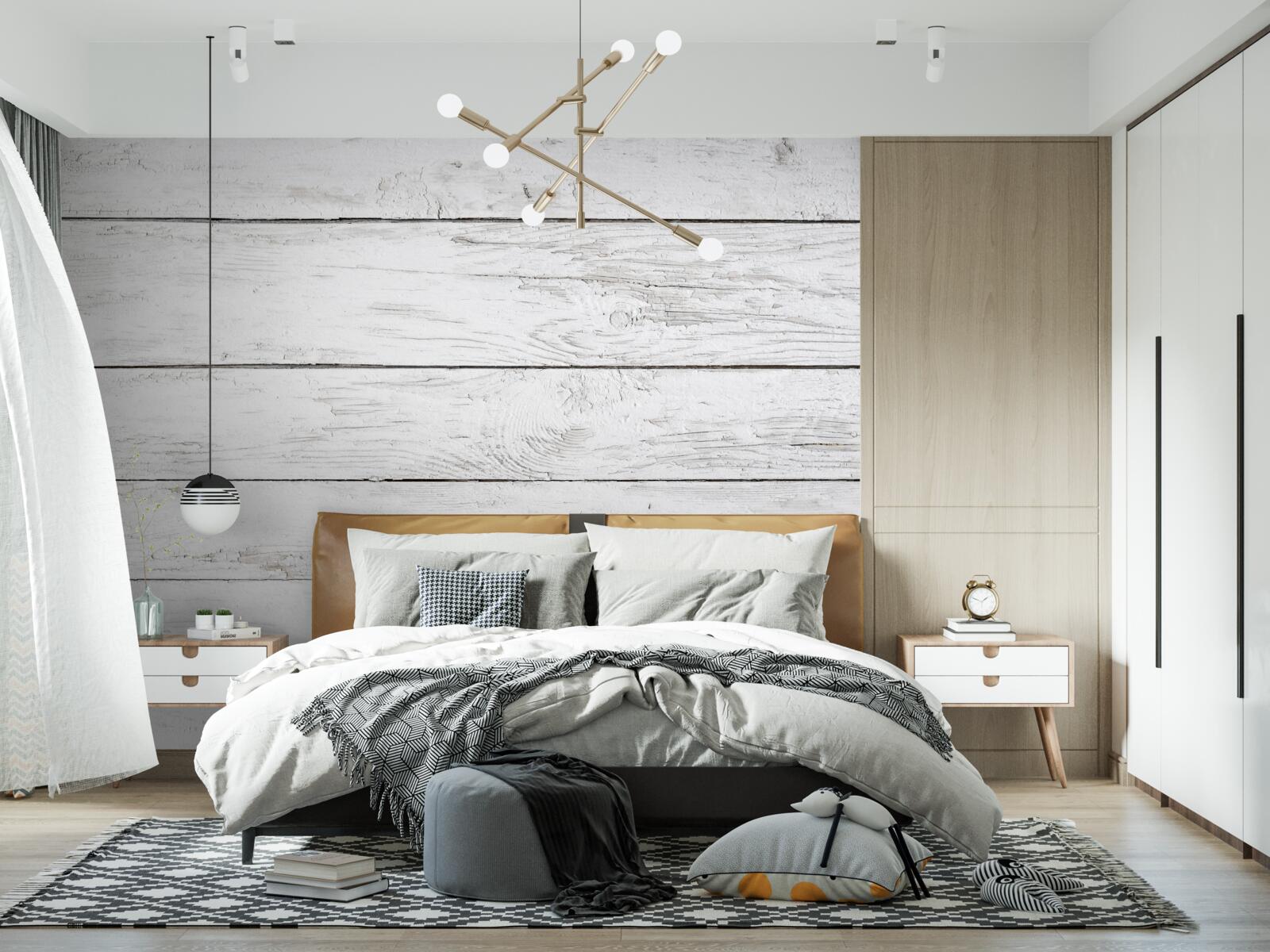 Carta da parati parquet in legno grigio chiaro