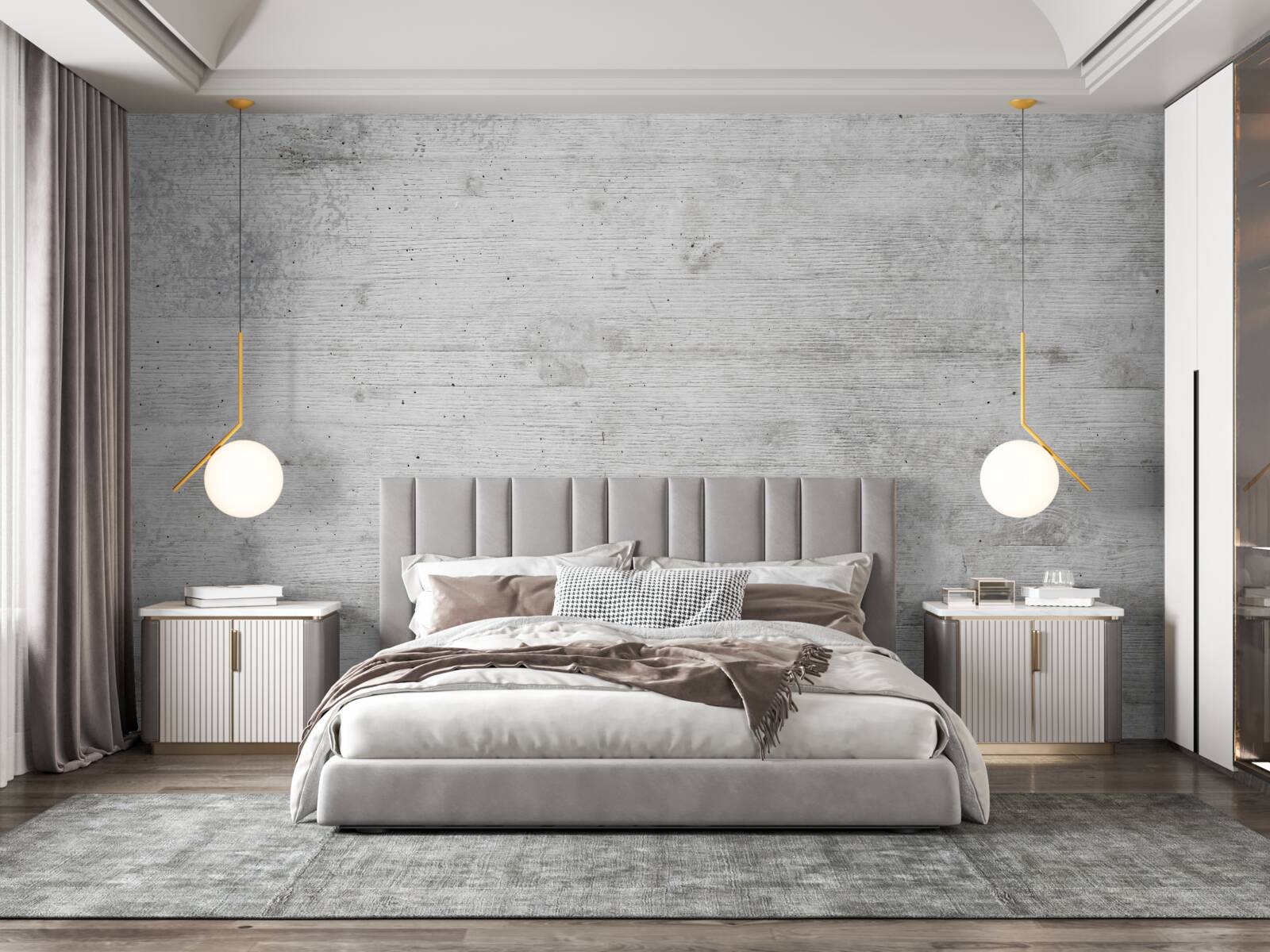 Carta da parati parete in legno grigio chiaro