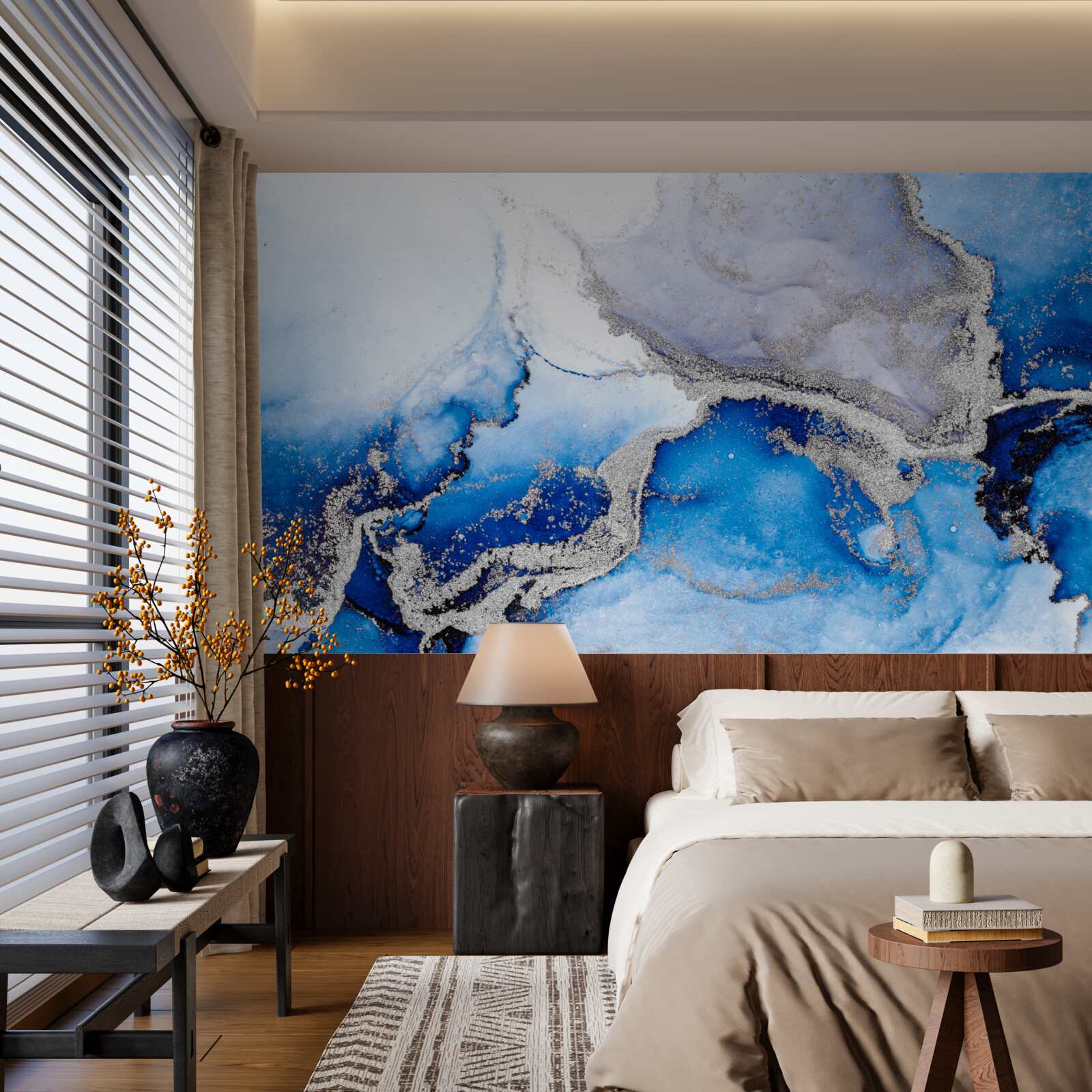 Carta da parati Stravagante sfondo astratto in tonalità blu