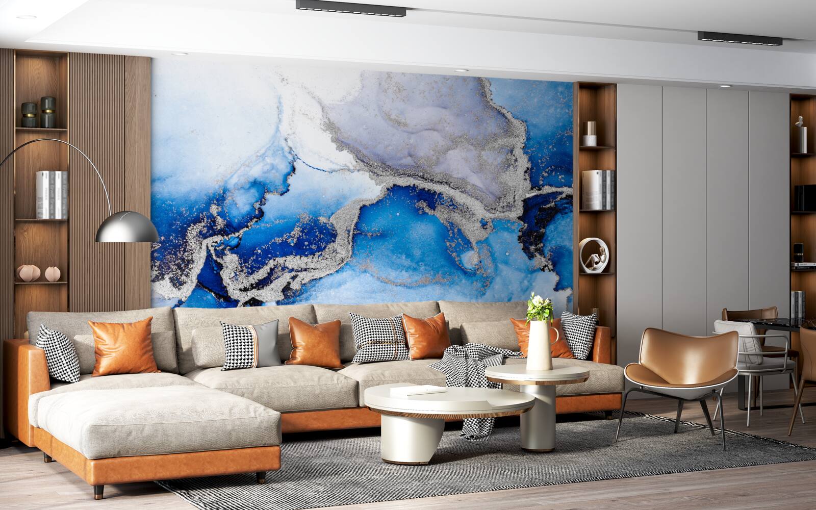 Carta da parati Stravagante sfondo astratto in tonalità blu