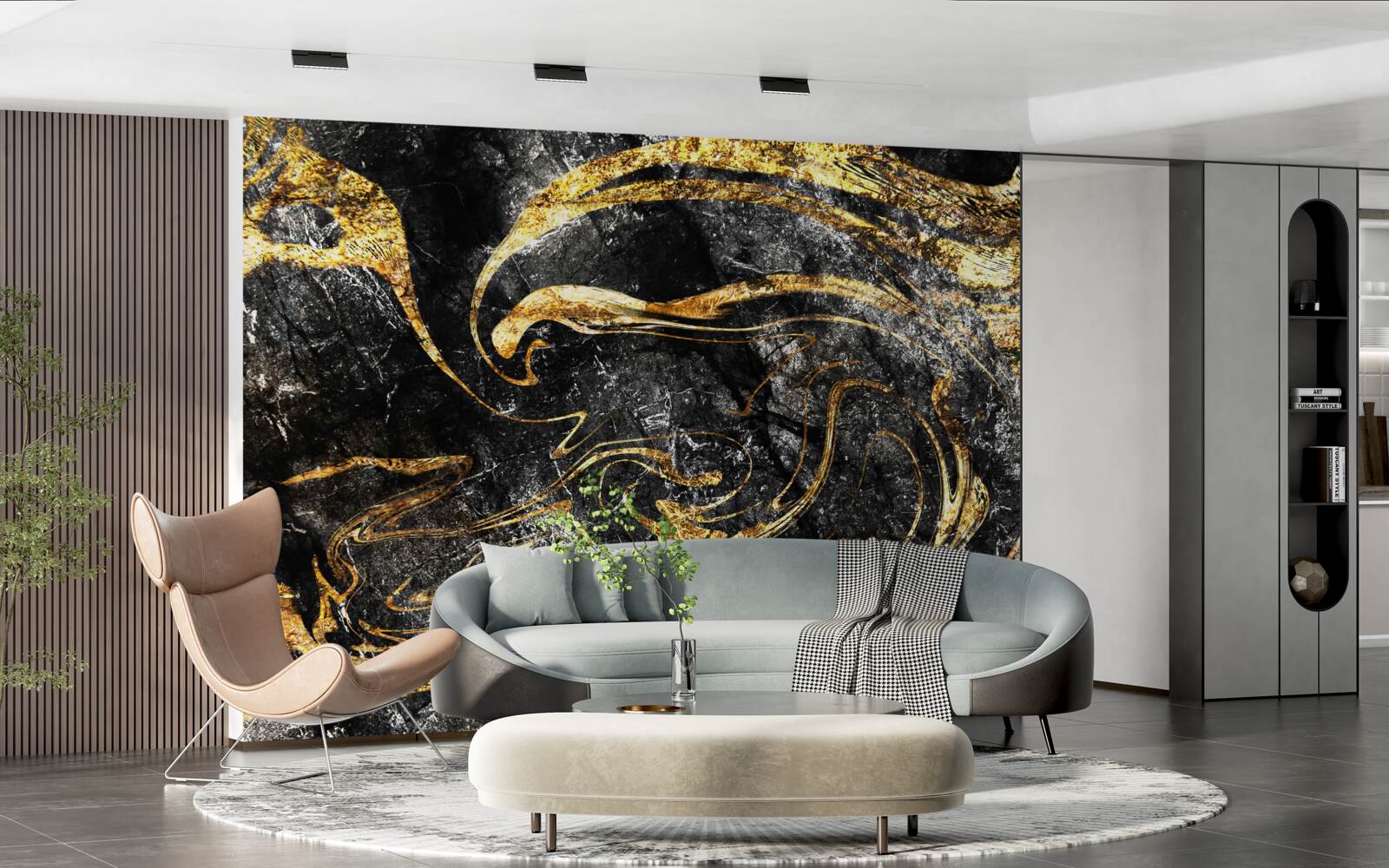 Carta da parati texture di marmo oro nero di ottima qualità