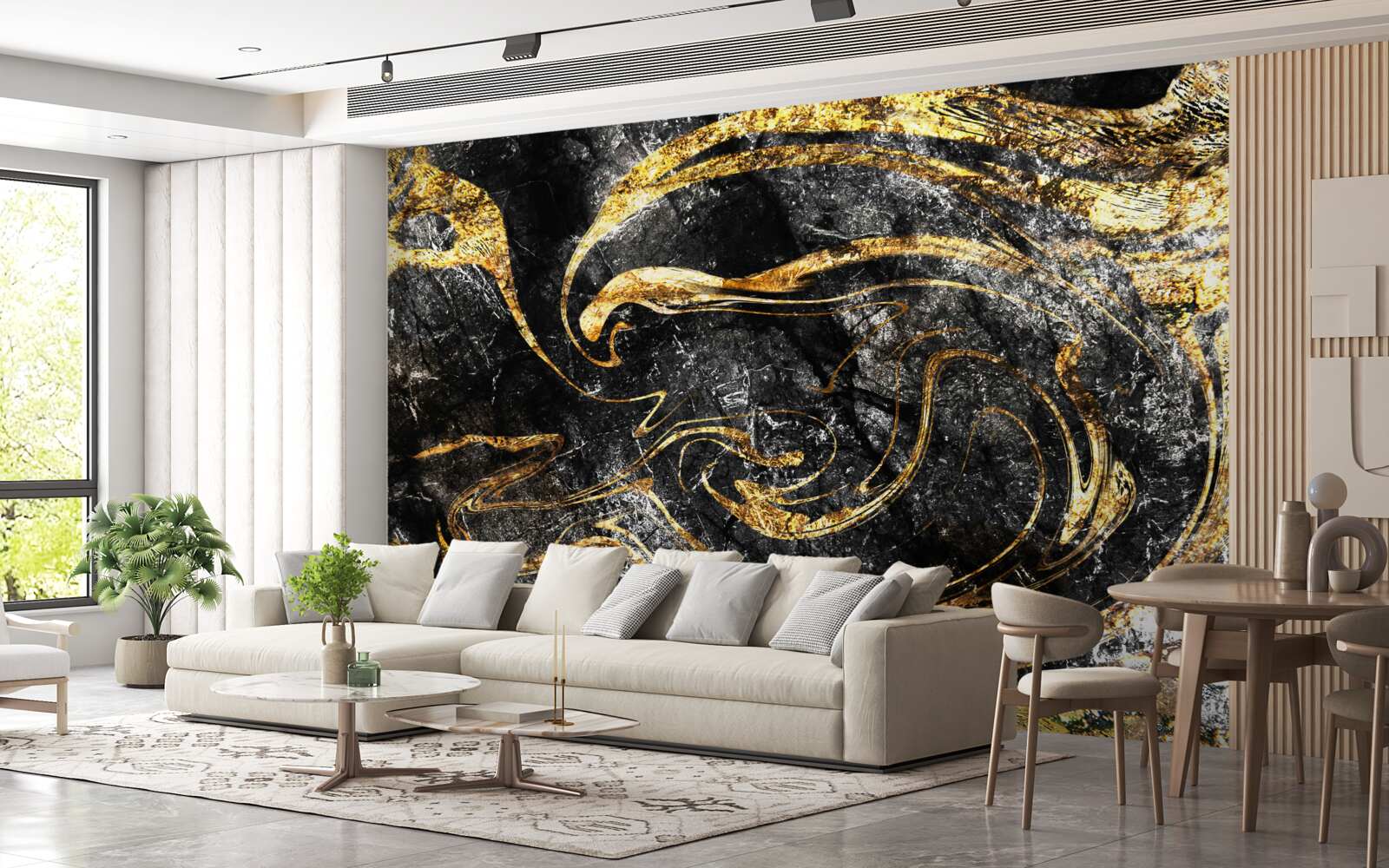 Carta da parati texture di marmo oro nero di ottima qualità