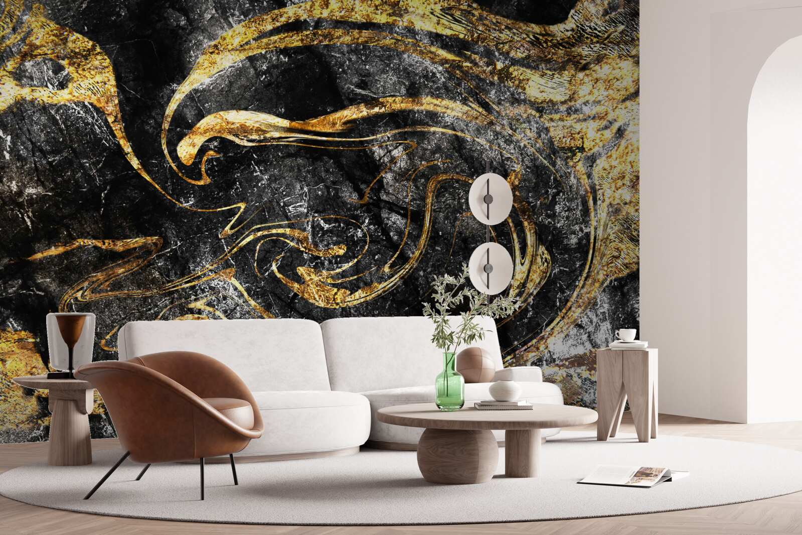 Carta da parati texture di marmo oro nero di ottima qualità