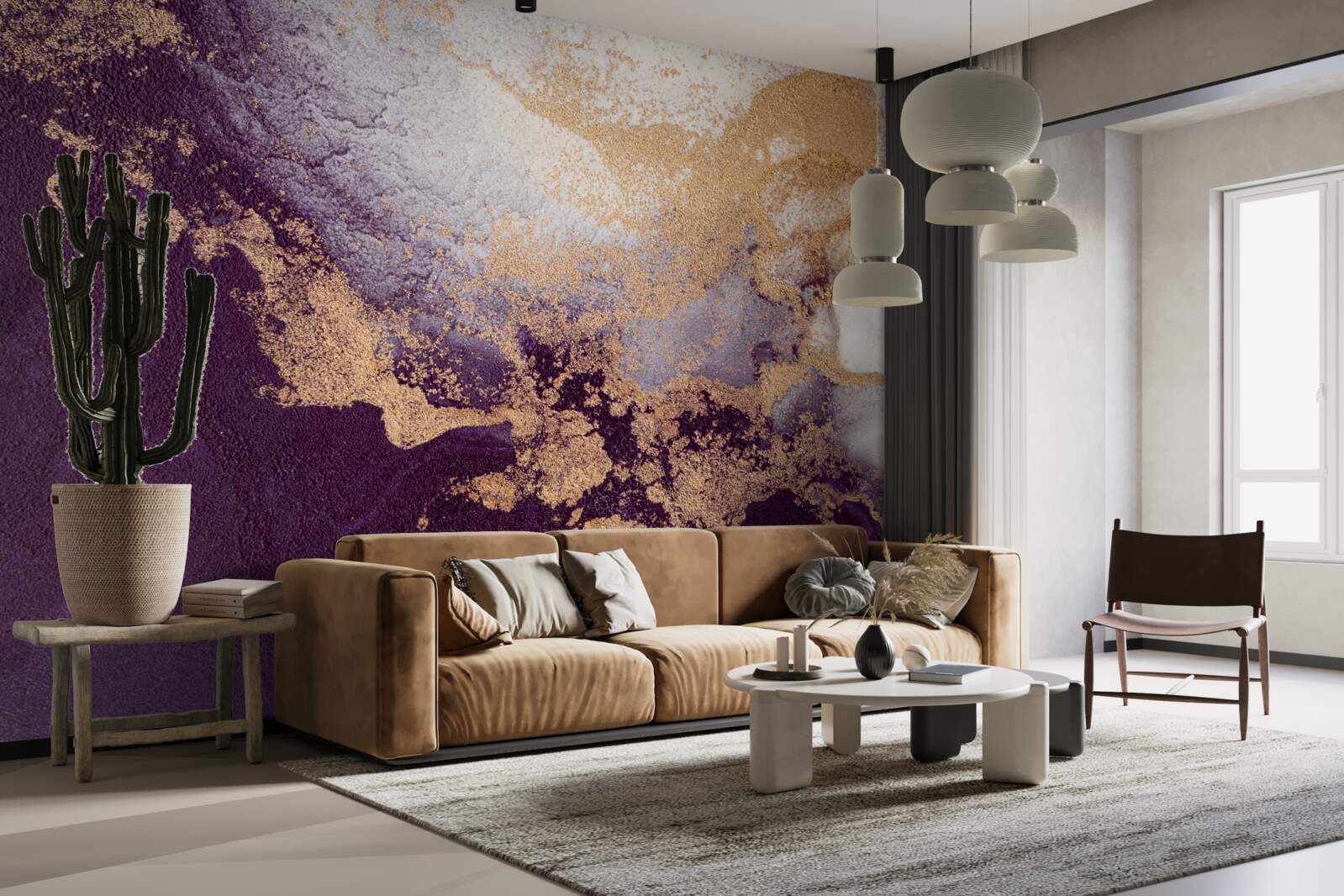 Carta da parati immagine oro e viola
