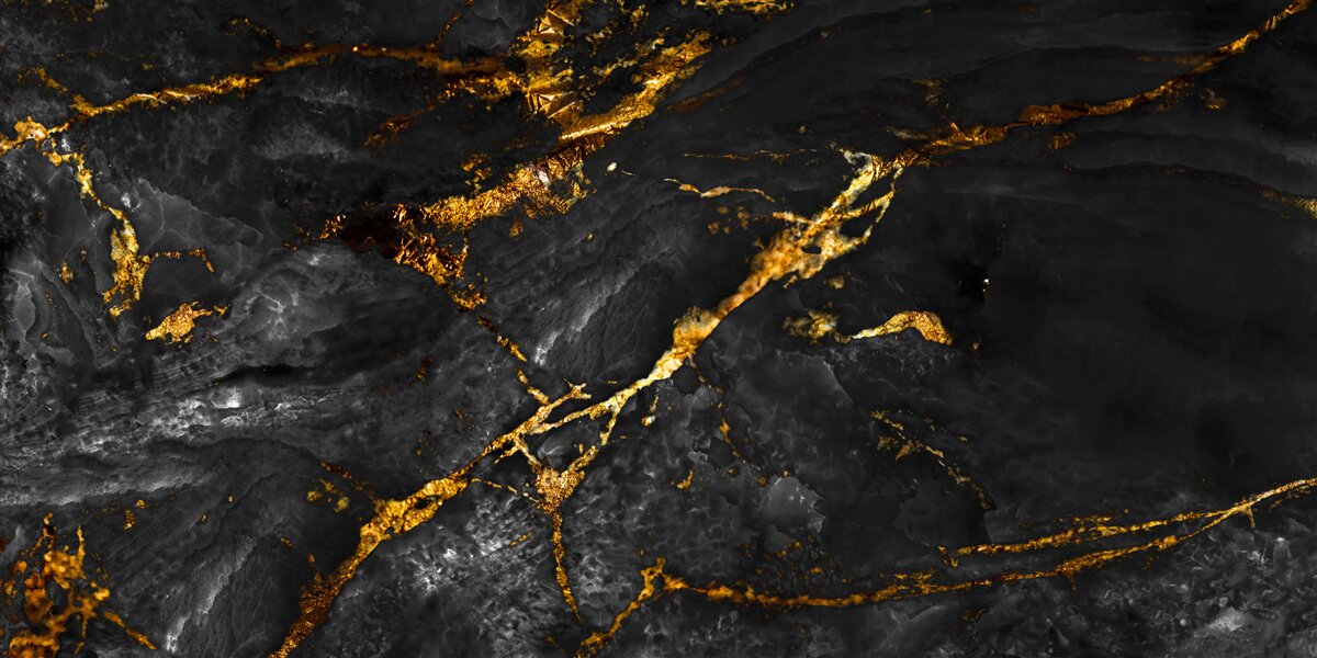 Carta da parati marmo nero con venature dorate