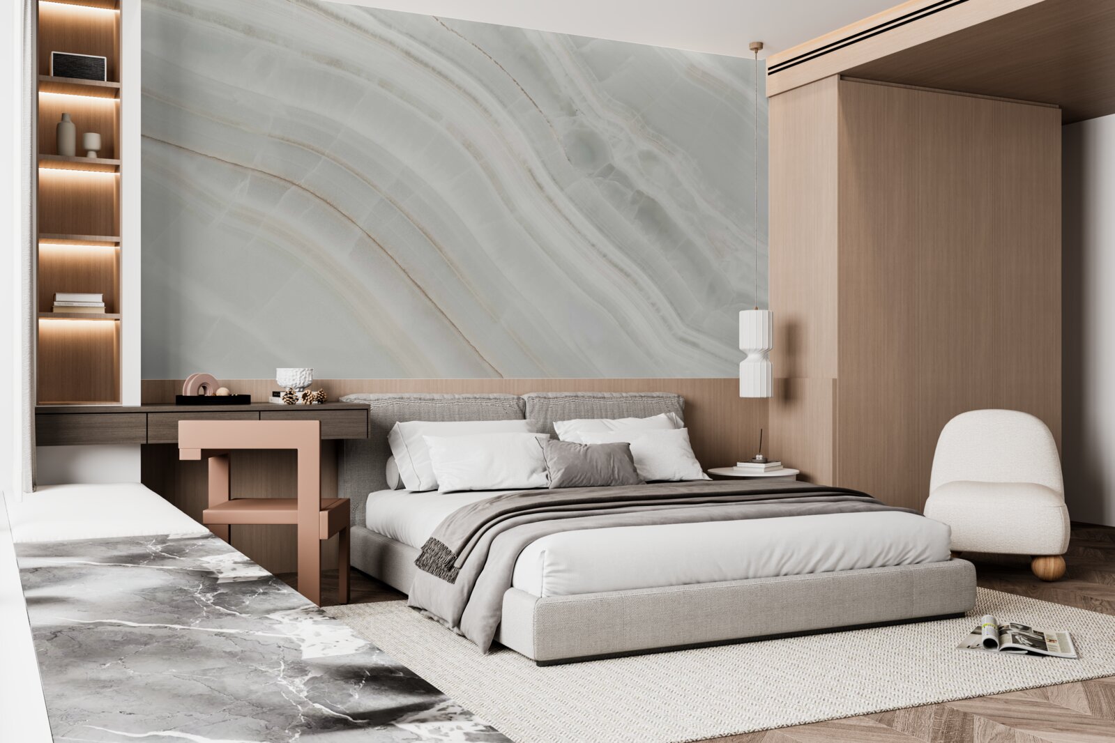 Carta da parati grigio sottile beige
