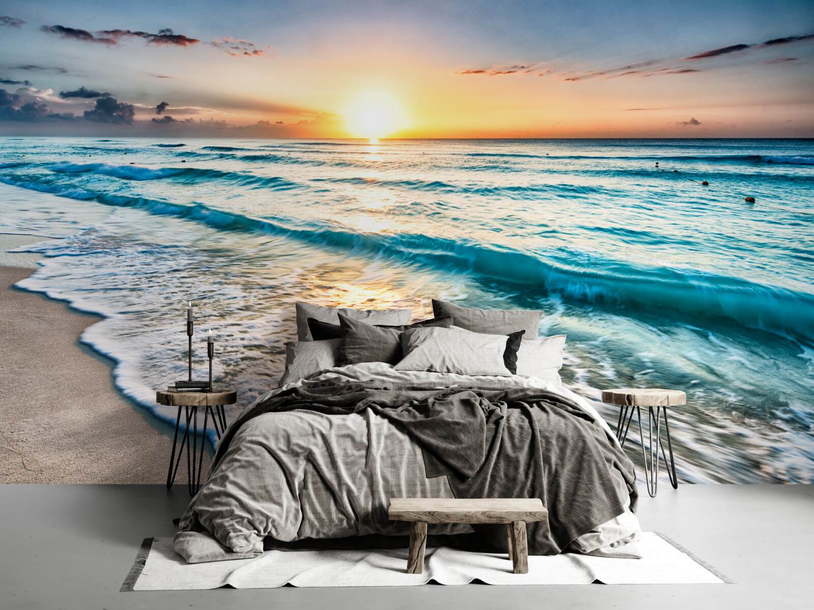 Carta da parati onde del tramonto sul mare