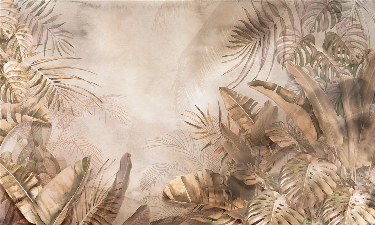 Carta da parati La monstera e le palme crescono nelle foreste tropicali.
