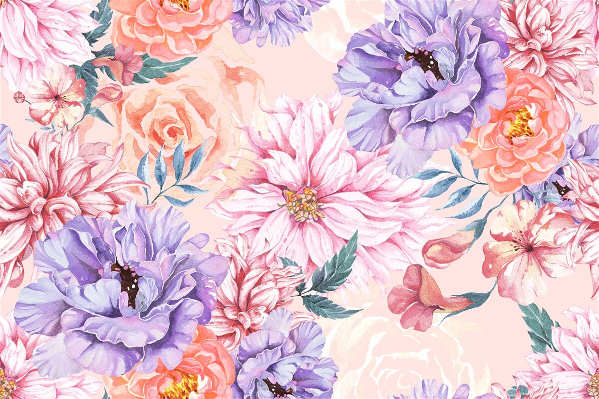 Carta da parati assortimento di vivaci fiori primaverili