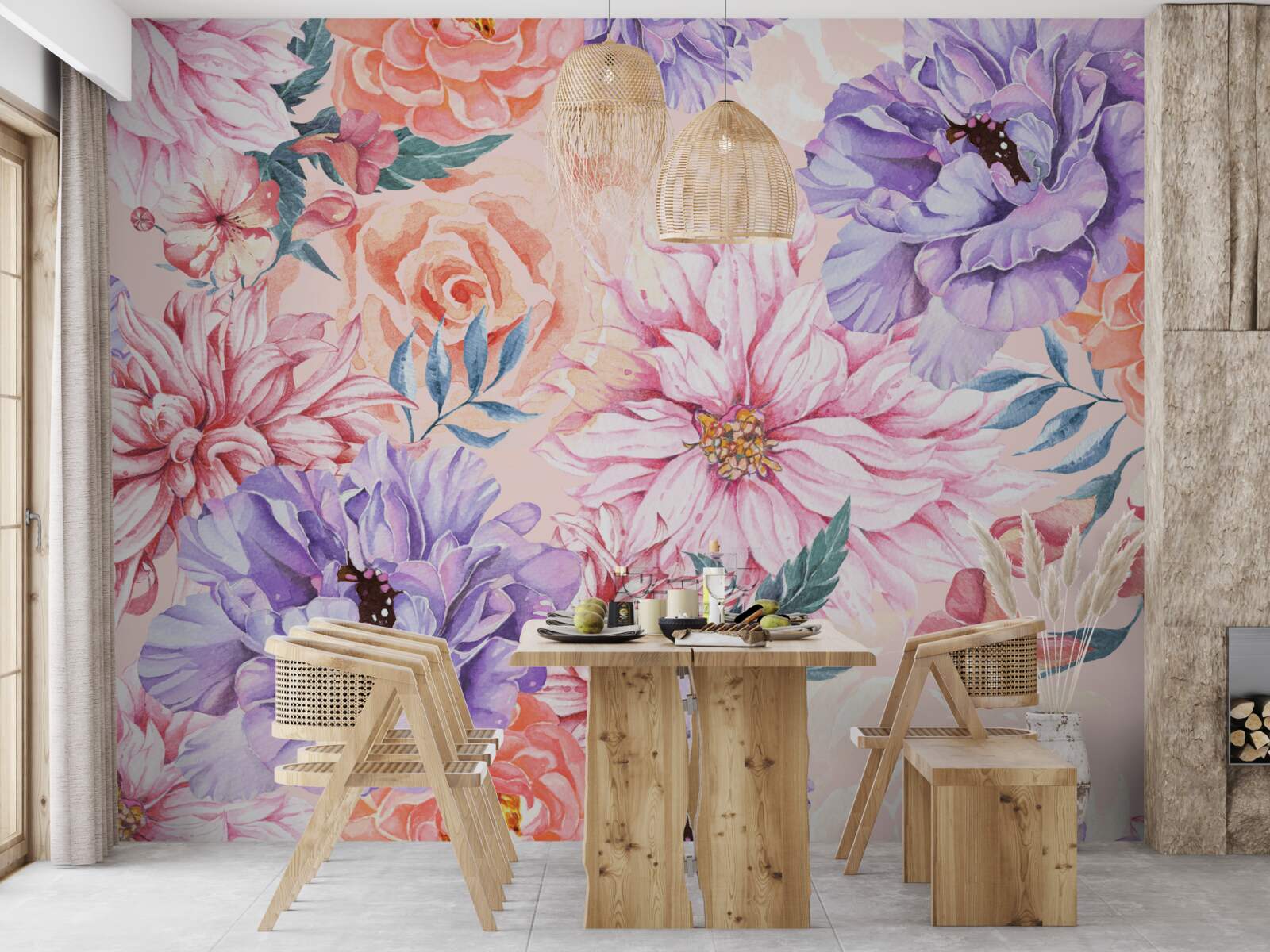 Carta da parati assortimento di vivaci fiori primaverili