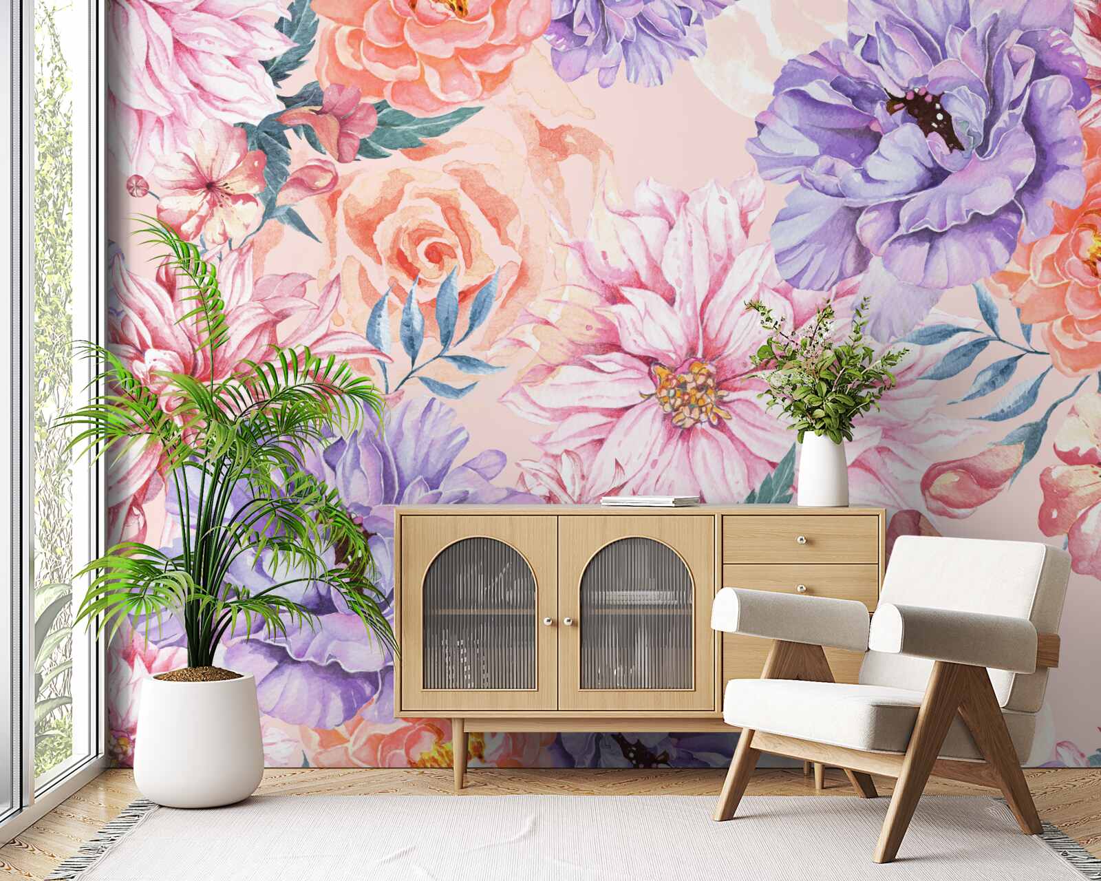 Carta da parati assortimento di vivaci fiori primaverili