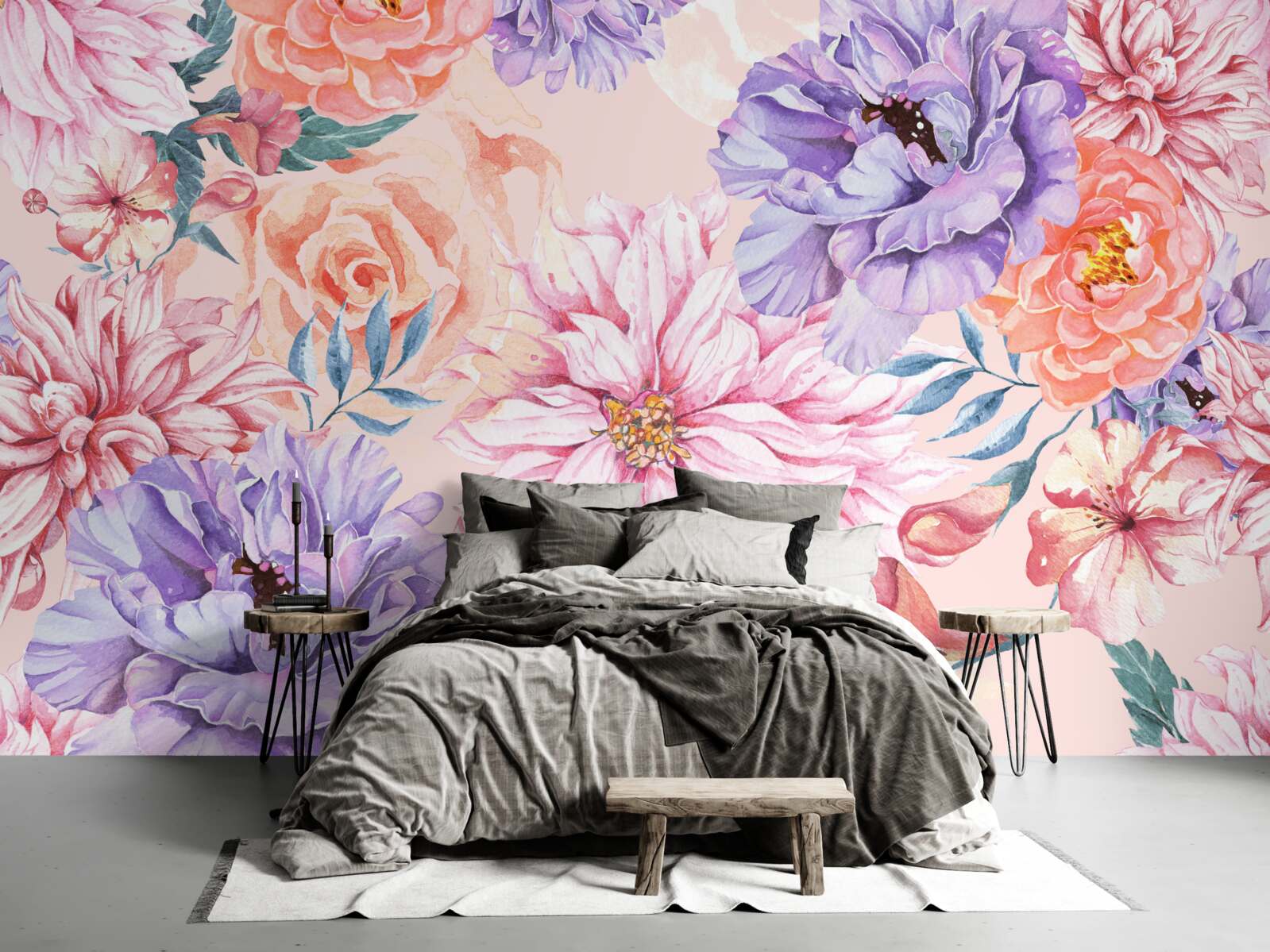 Carta da parati assortimento di vivaci fiori primaverili