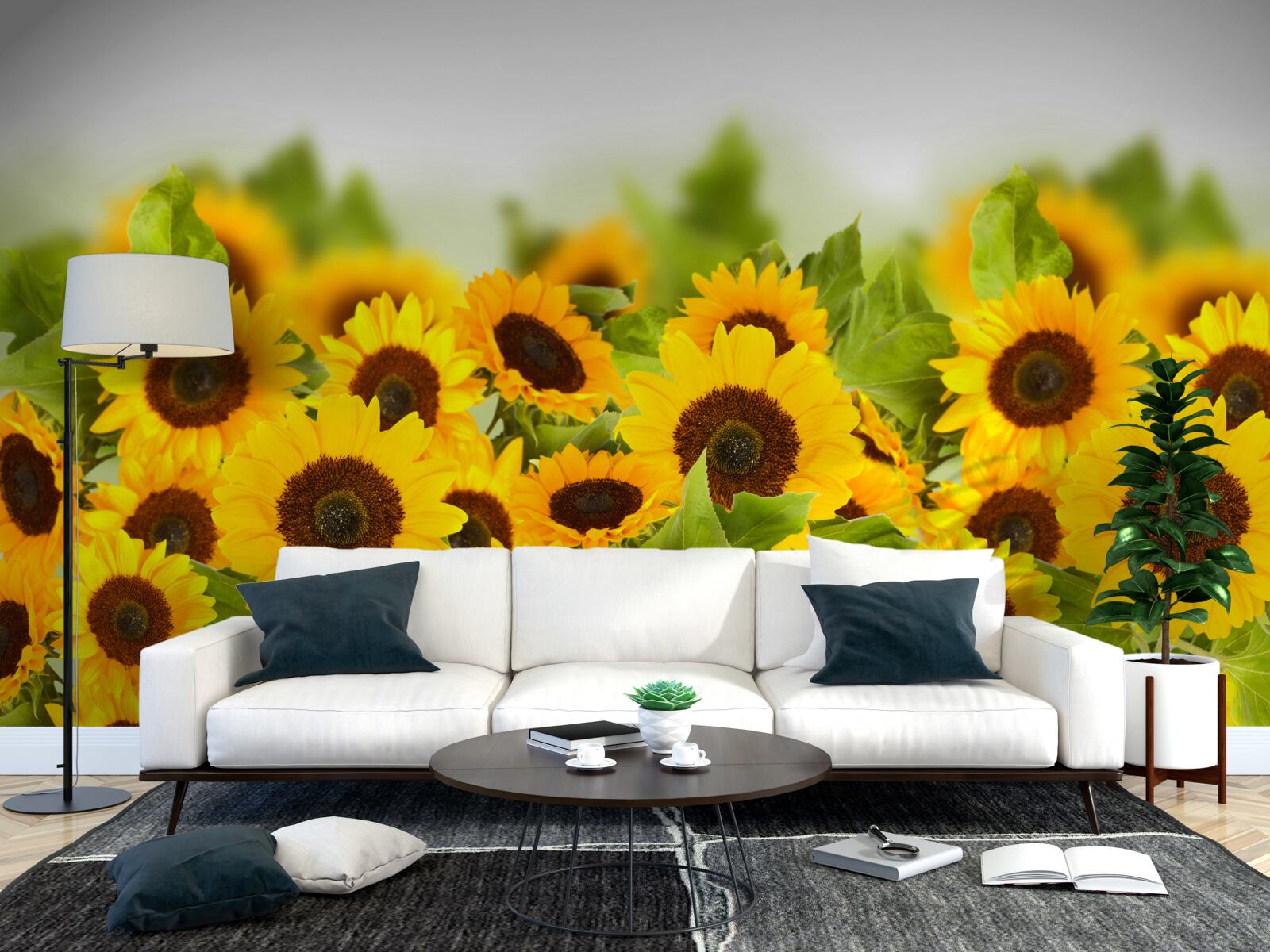 Carta da parati ci sono un numero incredibile di girasoli