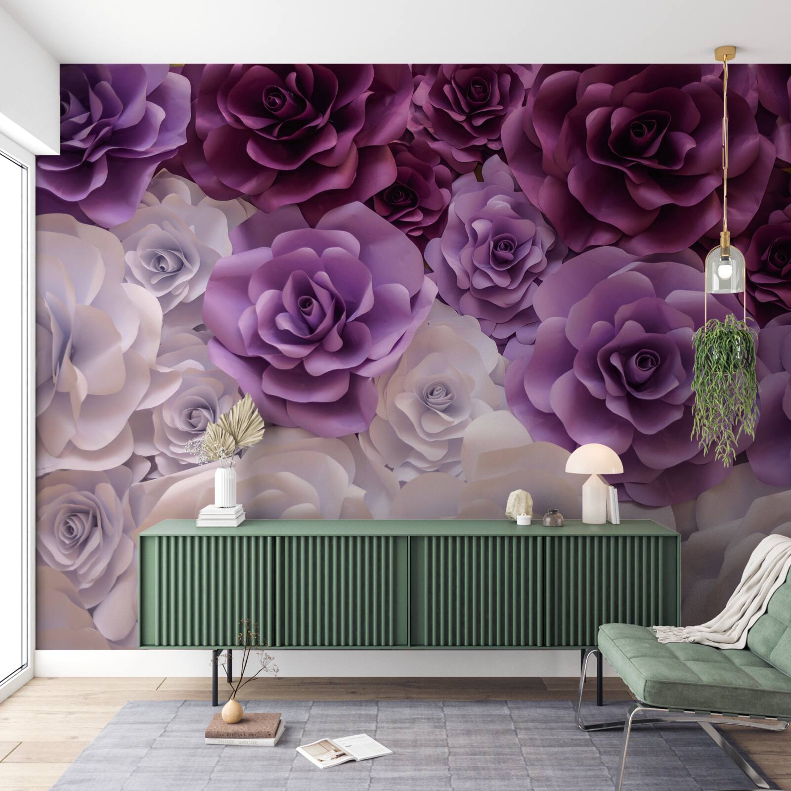 Carta da parati composizione di fiori di seta