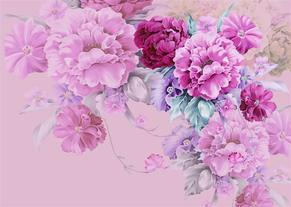 Carta da parati Bouquet autunnale nei toni del lilla
