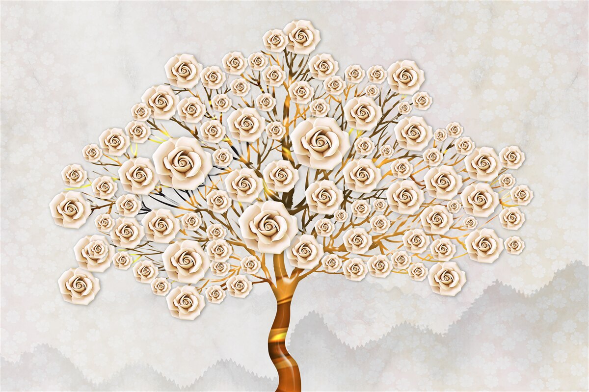 Carta da parati l'albero si forma da gemme rosa brillante