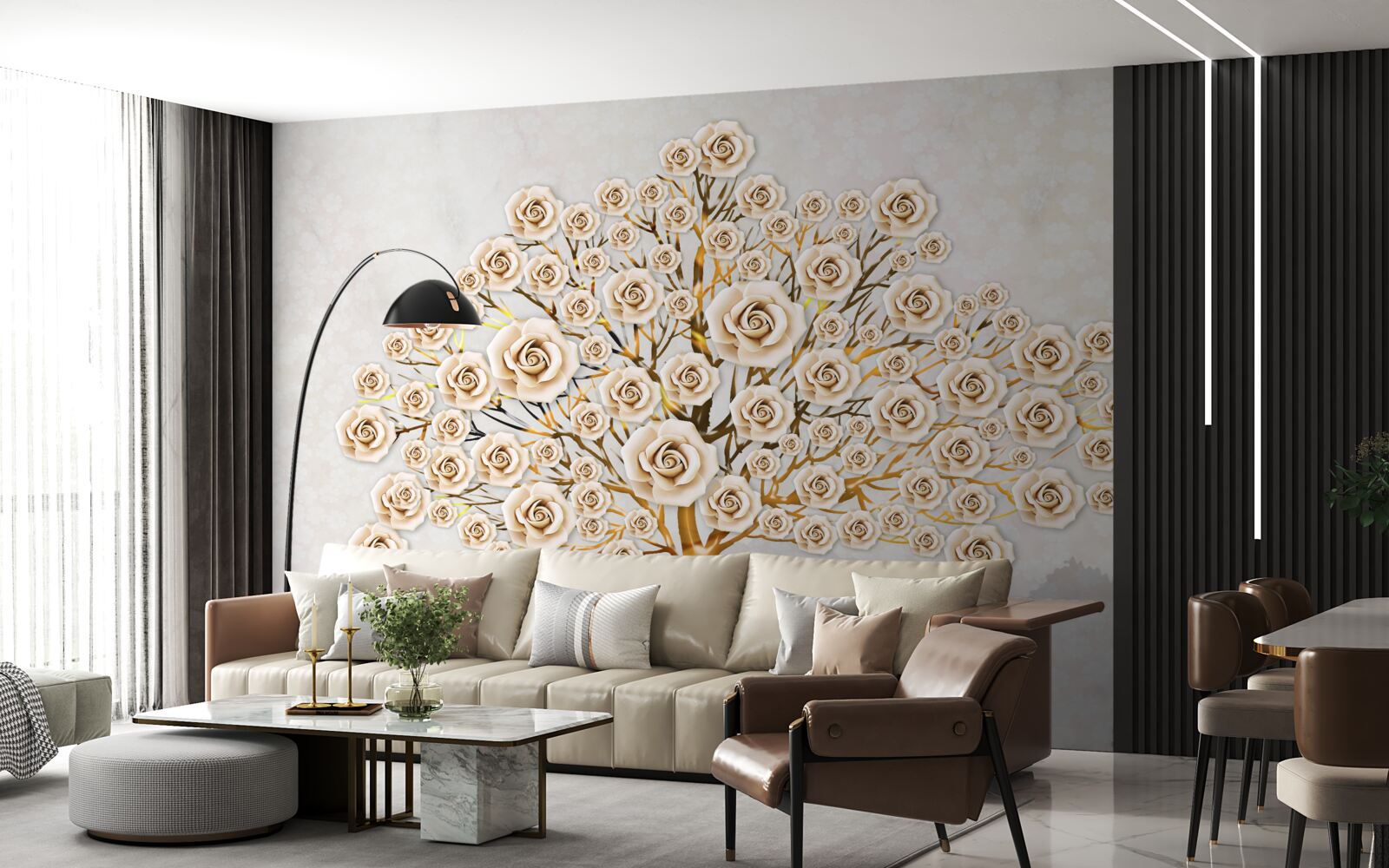 Carta da parati l'albero si forma da gemme rosa brillante