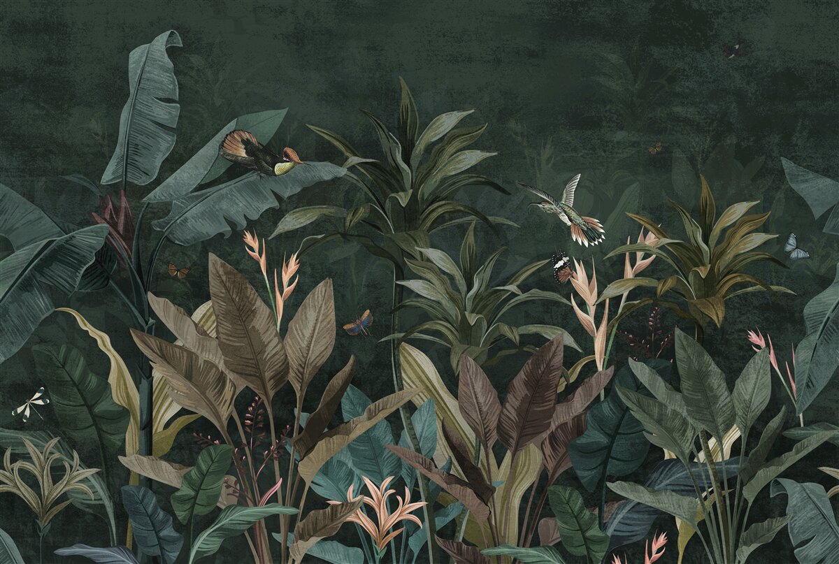 Carta da parati giungla tropicale di notte