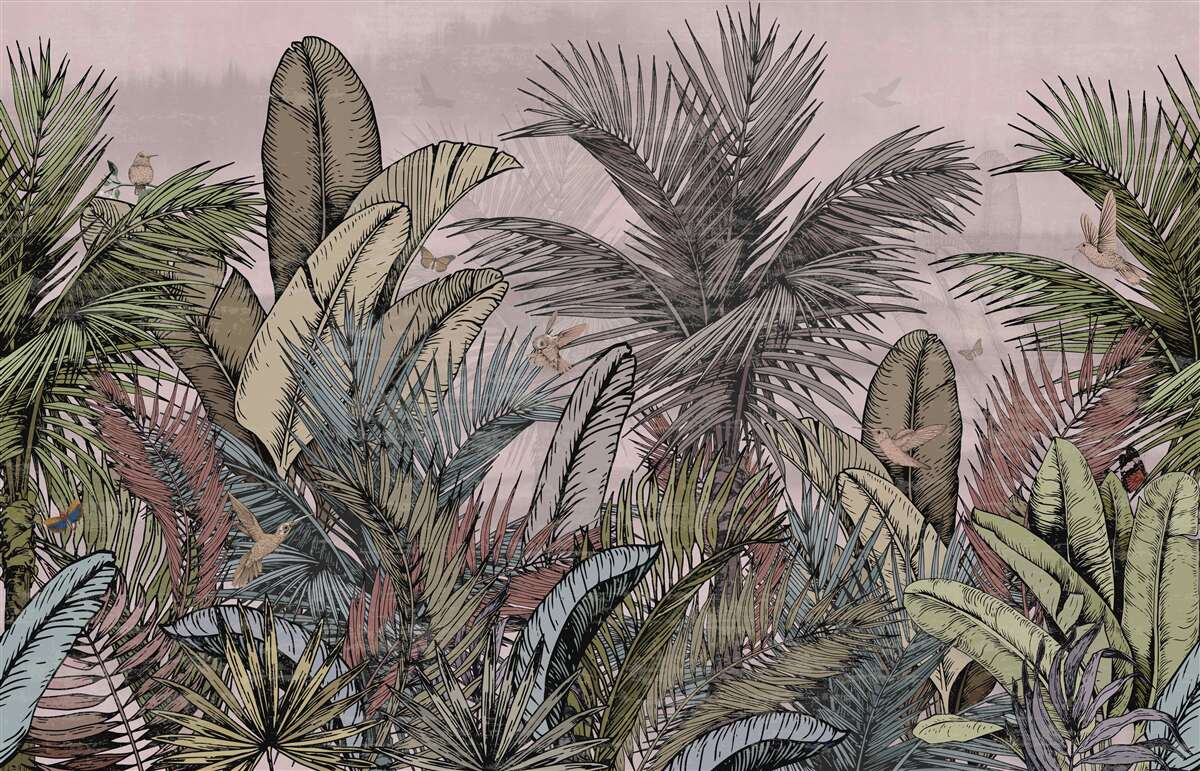 Carta da parati piante tropicali con caratteristiche esotiche