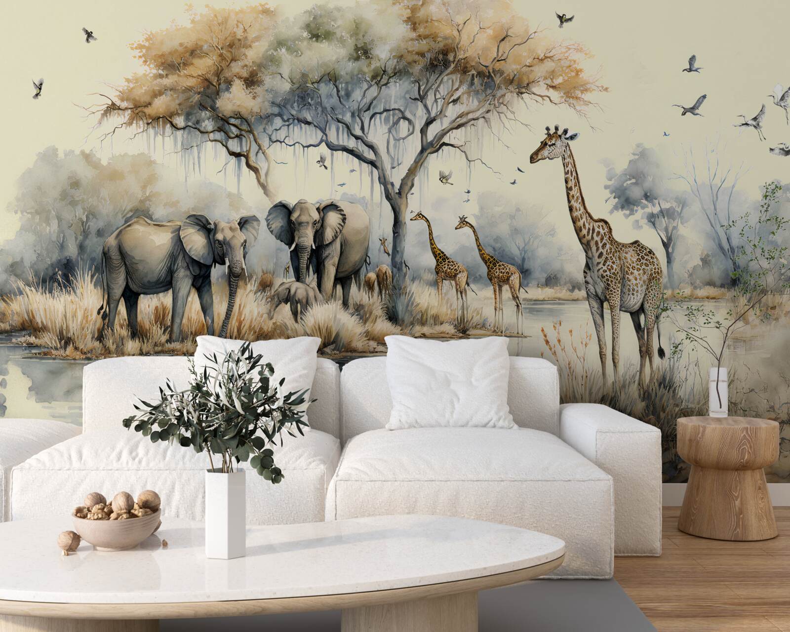 Carta da parati animali africani vicino allo stagno