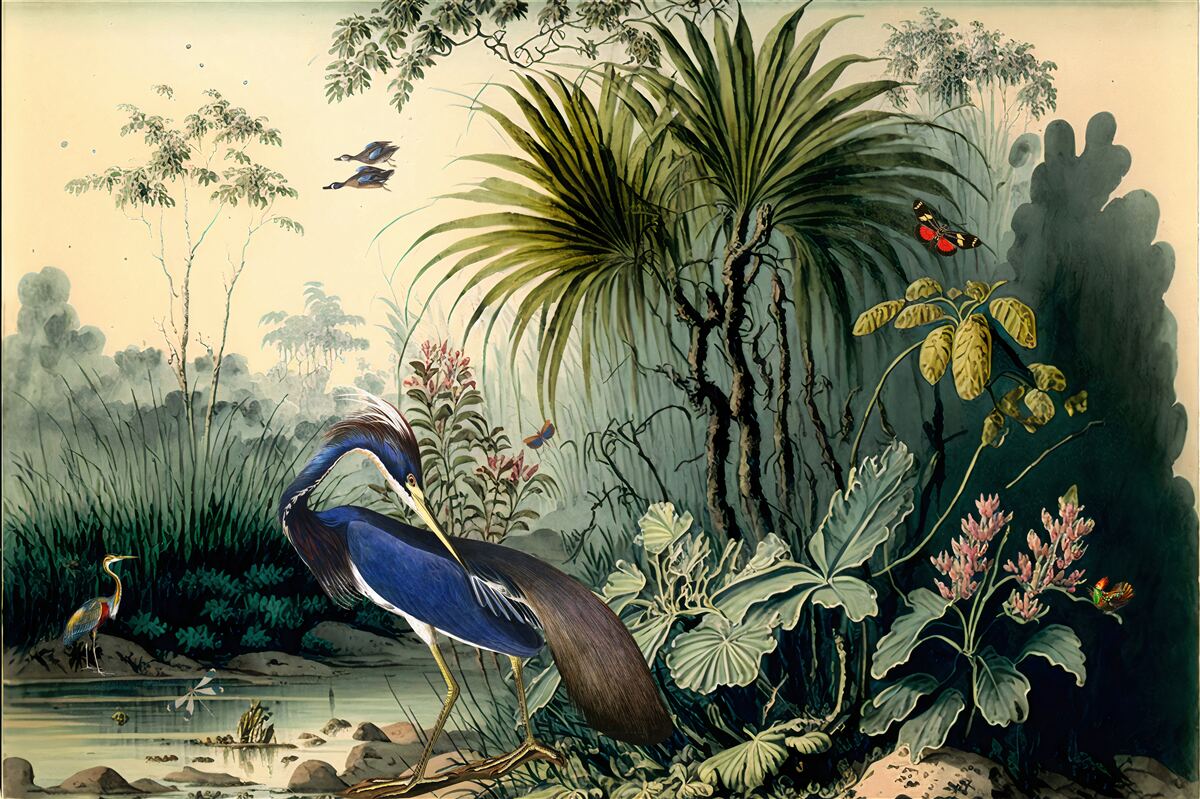 Carta da parati silenzio presso lo stagno verde