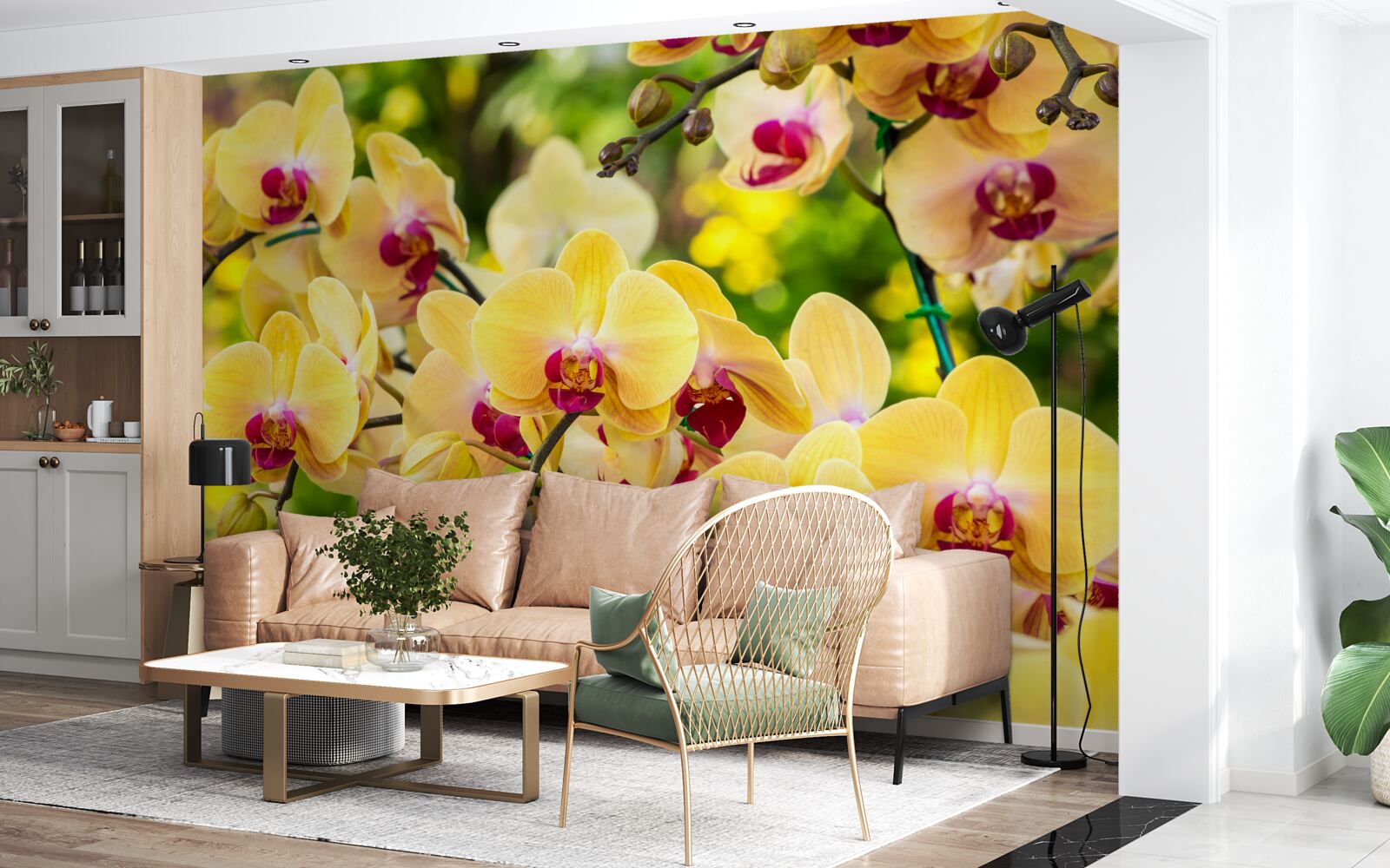 Fototapeta Żółte orchidee w letnim ogrodzie