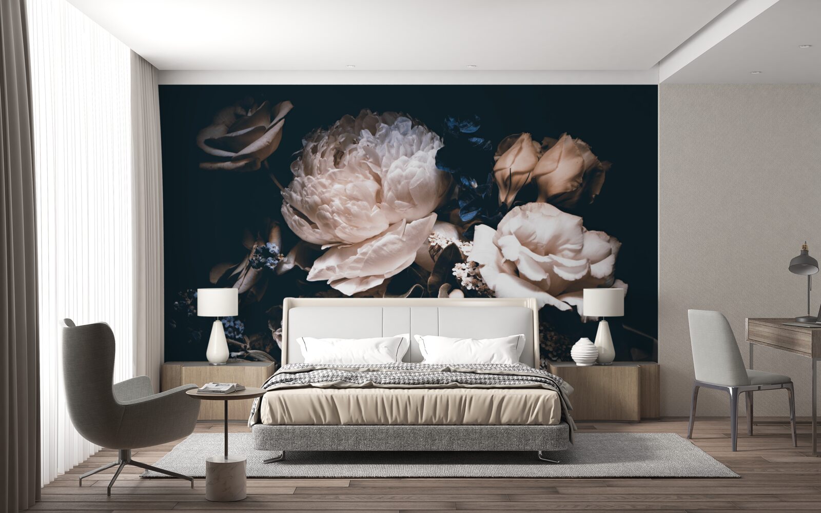 Carta da parati l'oscuro romanticismo dei fiori