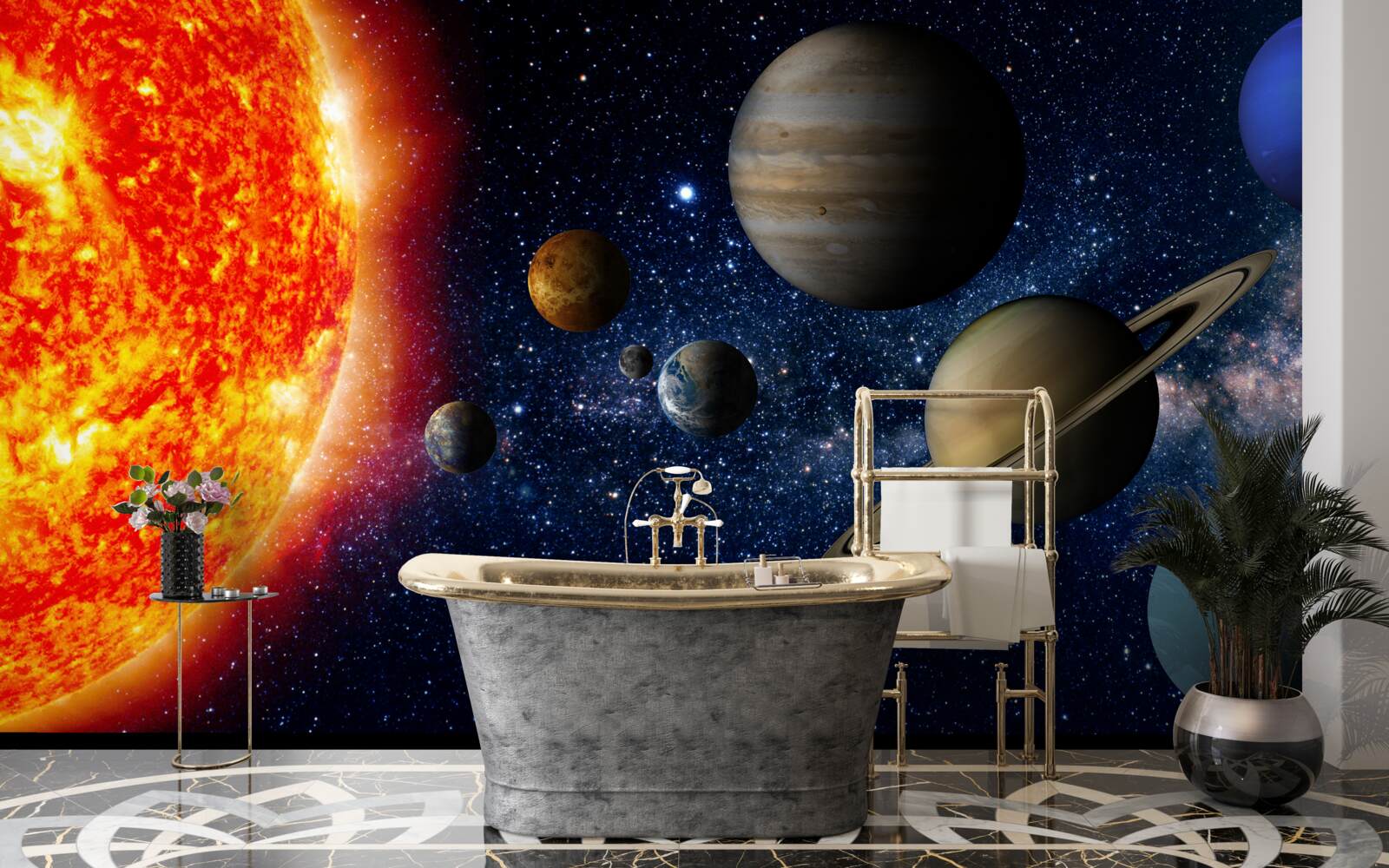 Carta da parati pianeti e sole nell'universo