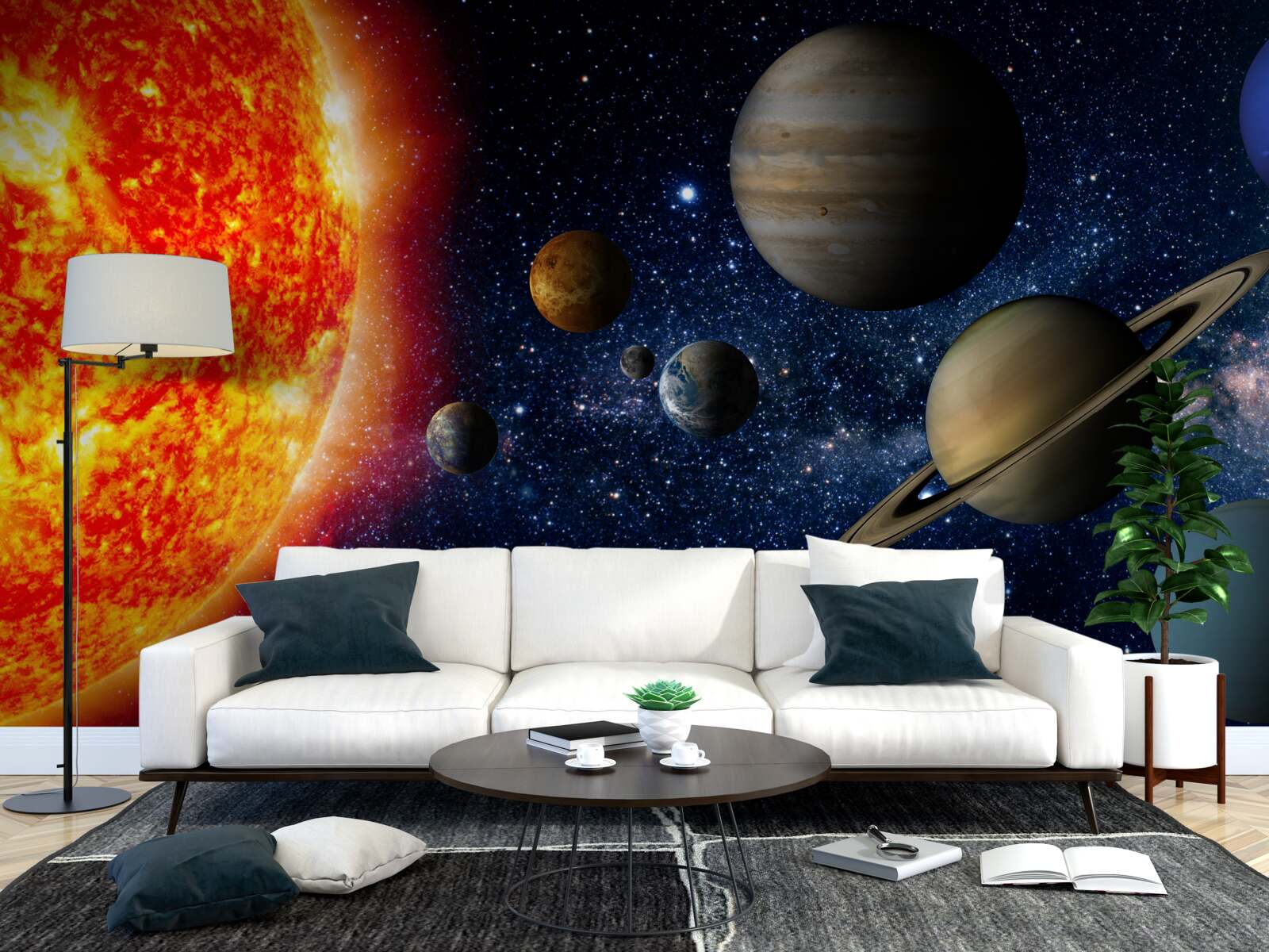 Carta da parati pianeti e sole nell'universo