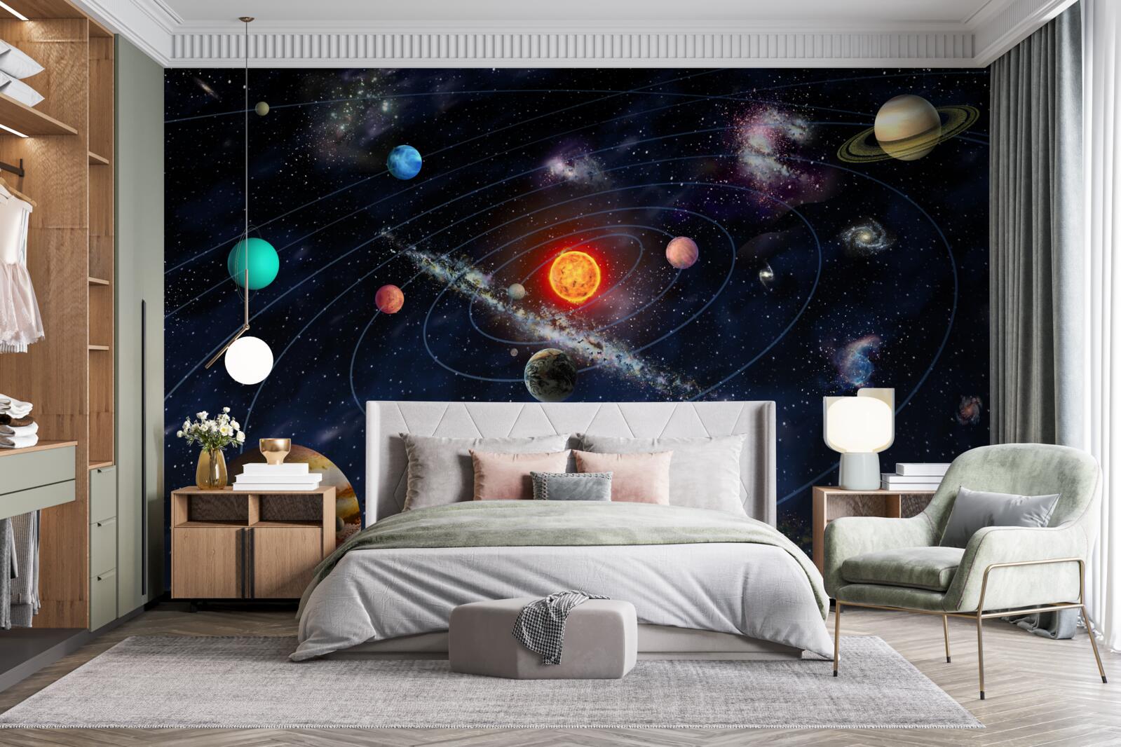 Carta da parati Percorso dei pianeti dello spazio galattico