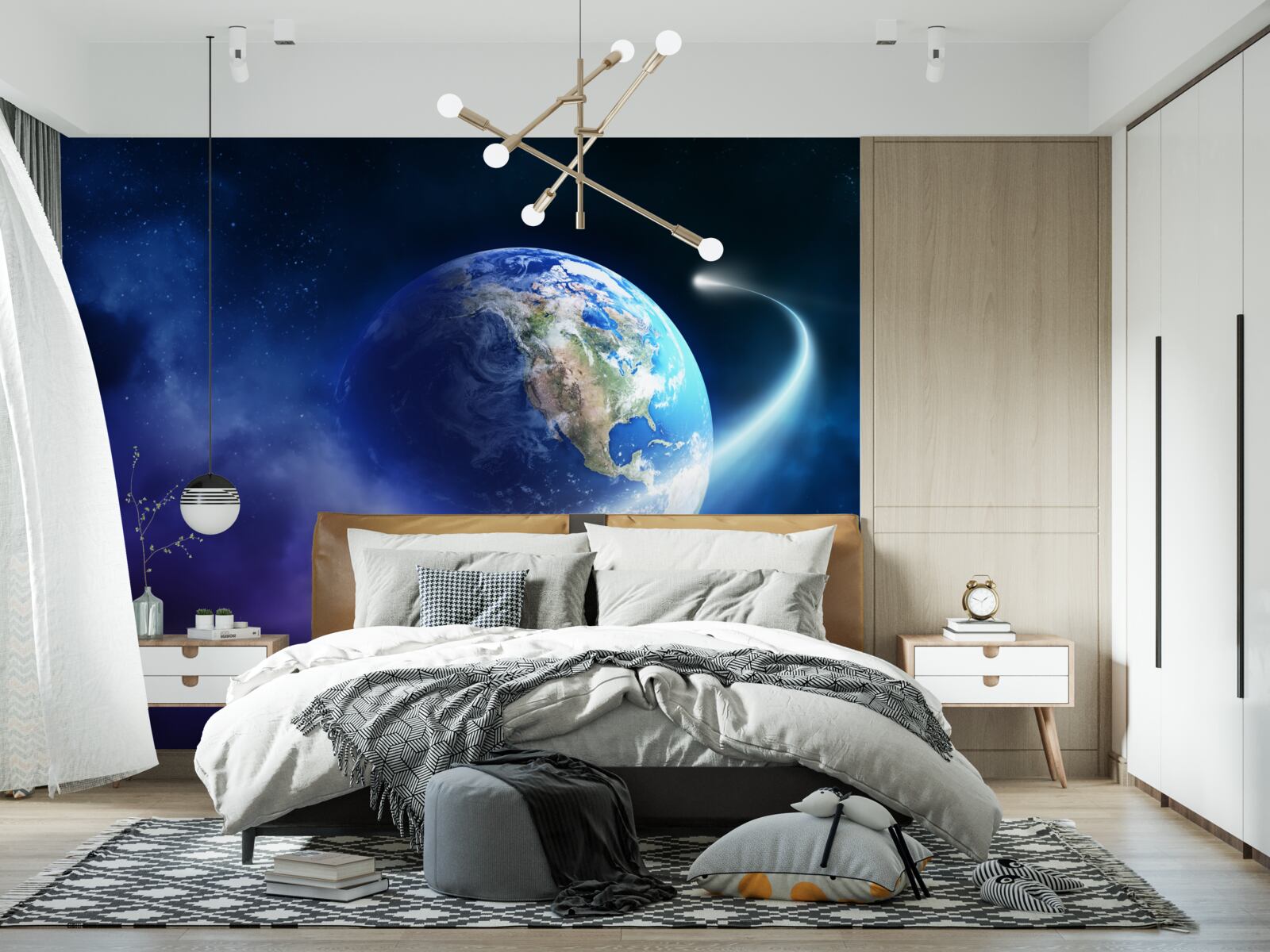Carta da parati la terra nello spazio infinito dell'universo