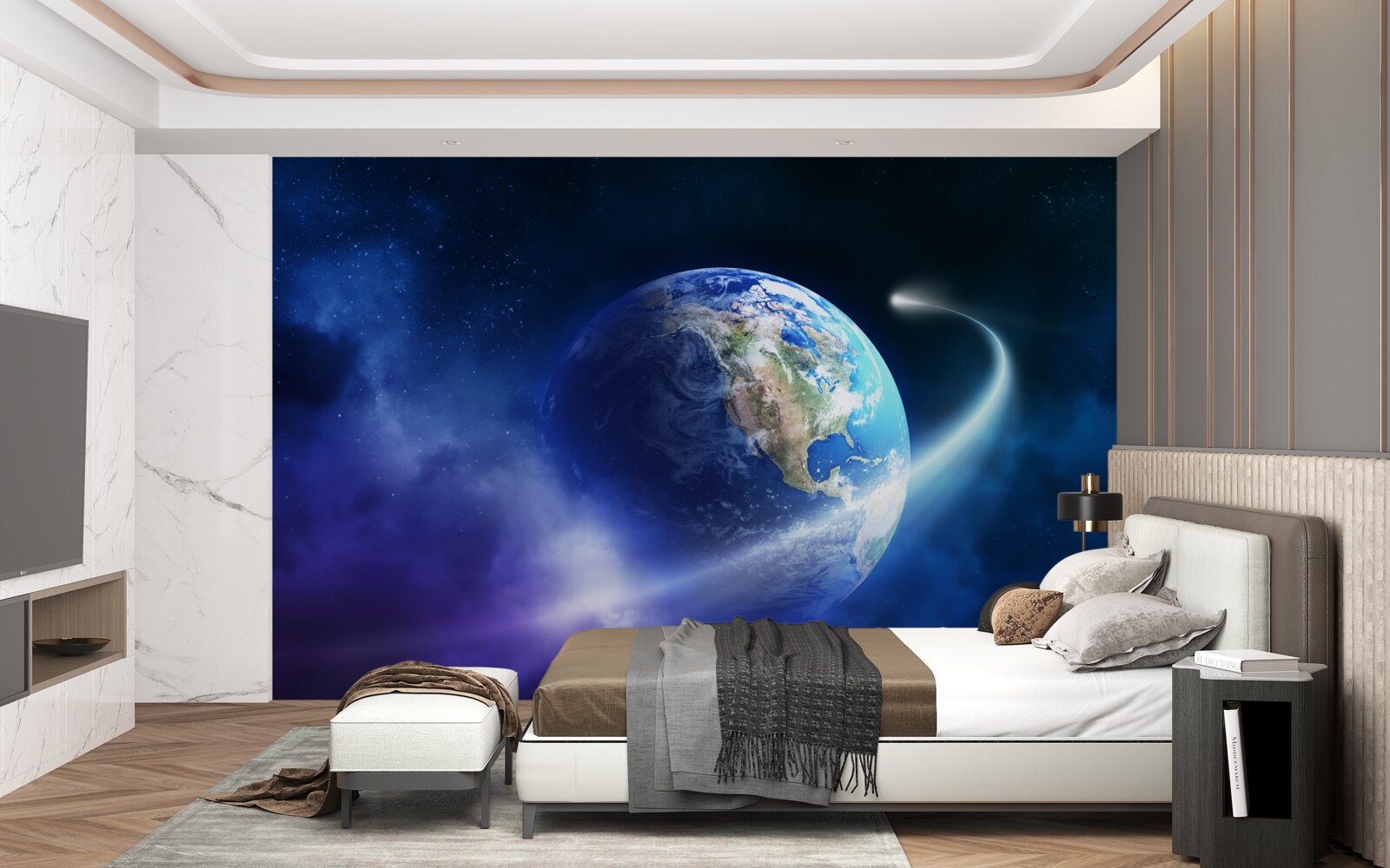 Carta da parati la terra nello spazio infinito dell'universo