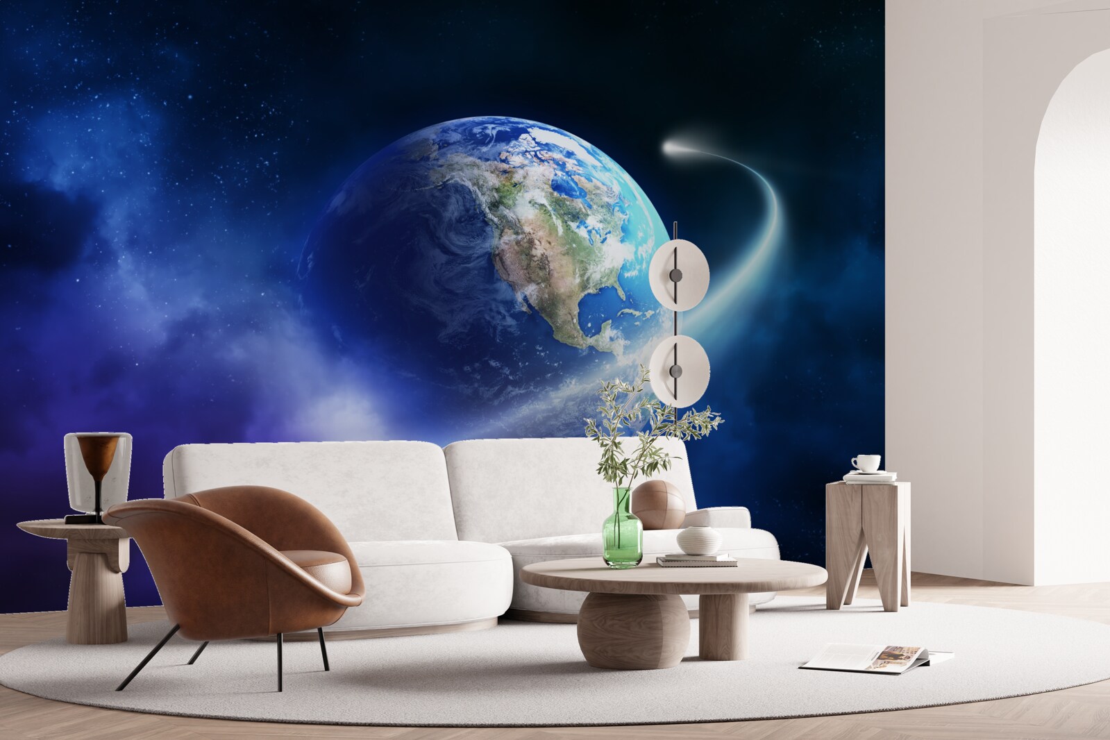 Carta da parati la terra nello spazio infinito dell'universo