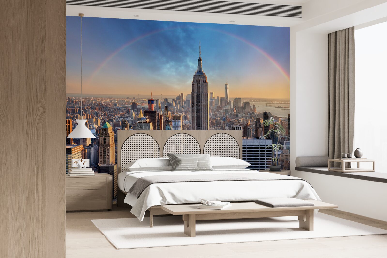 Carta da parati new york sotto l'arcobaleno
