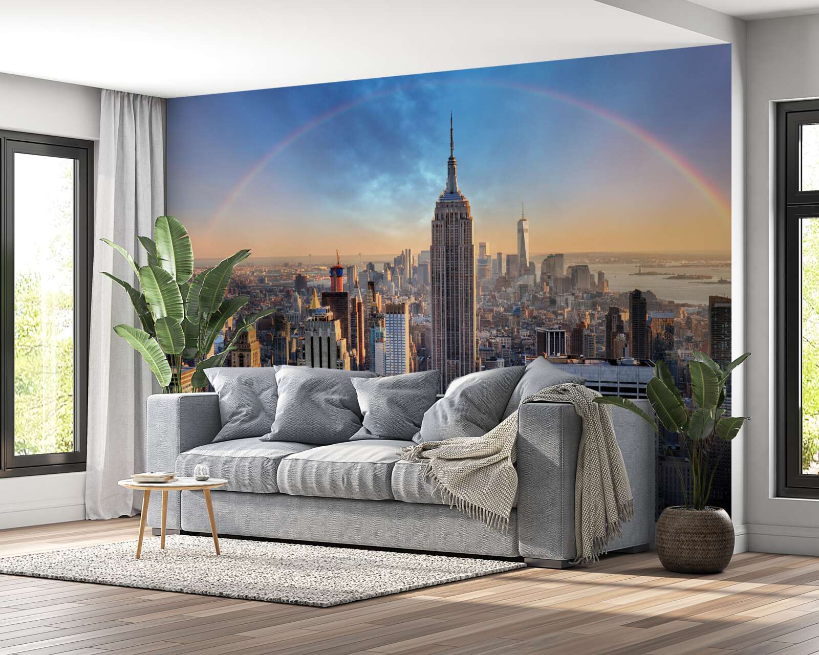 Carta da parati new york sotto l'arcobaleno