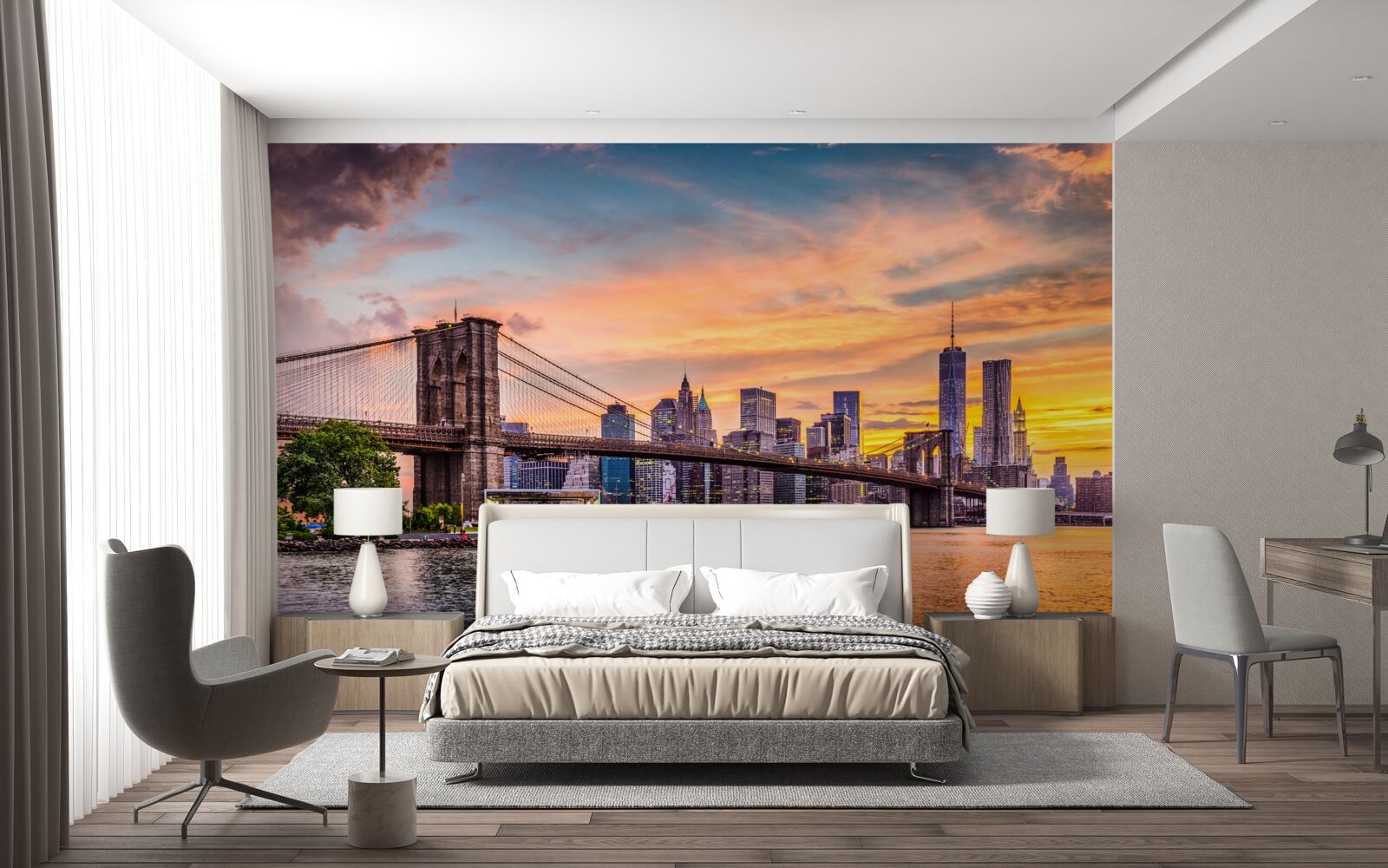 Carta da parati L'alba sul ponte di Brooklyn