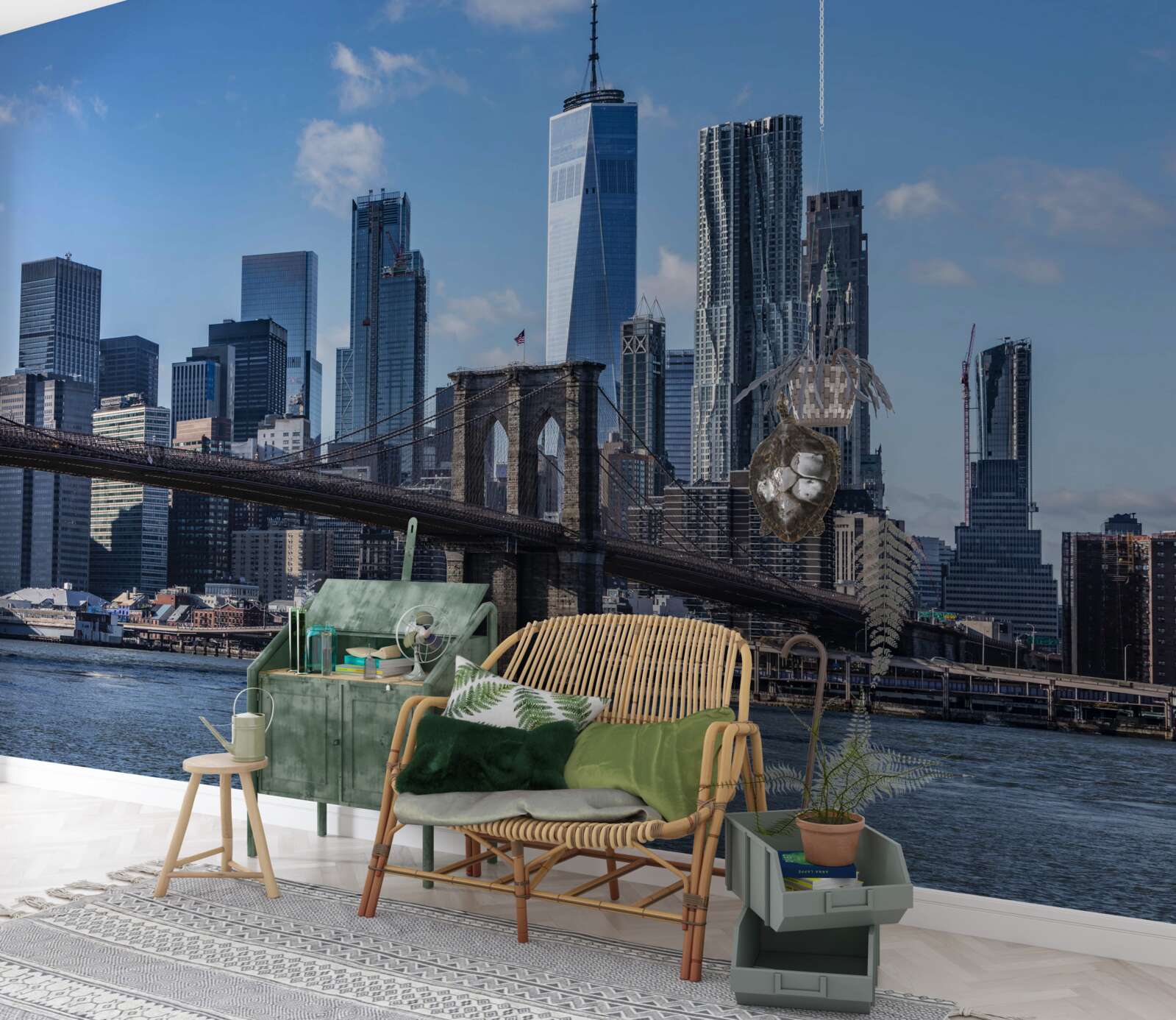 Carta da parati vista della città dal ponte di Brooklyn