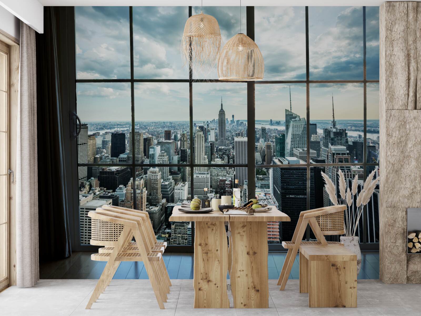 Carta da parati panorama di new york dalla finestra