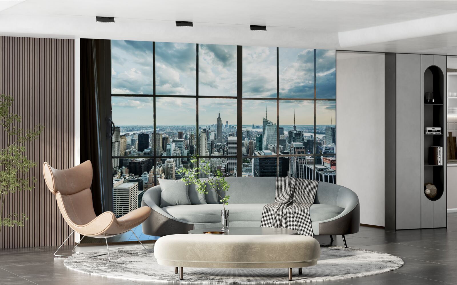 Carta da parati panorama di new york dalla finestra