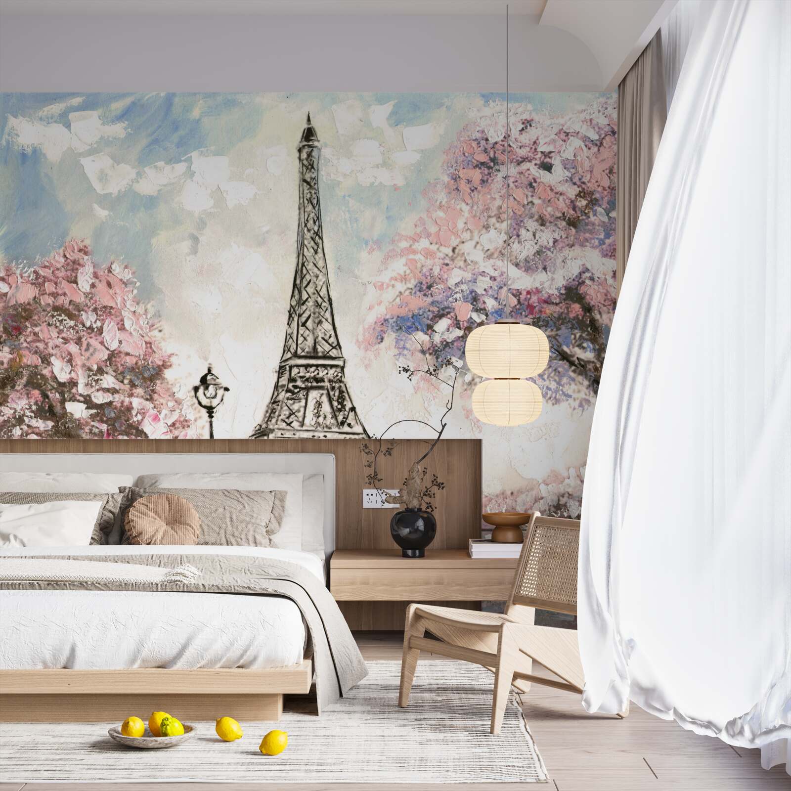 Carta da parati primavera romantica ai piedi della torre eiffel