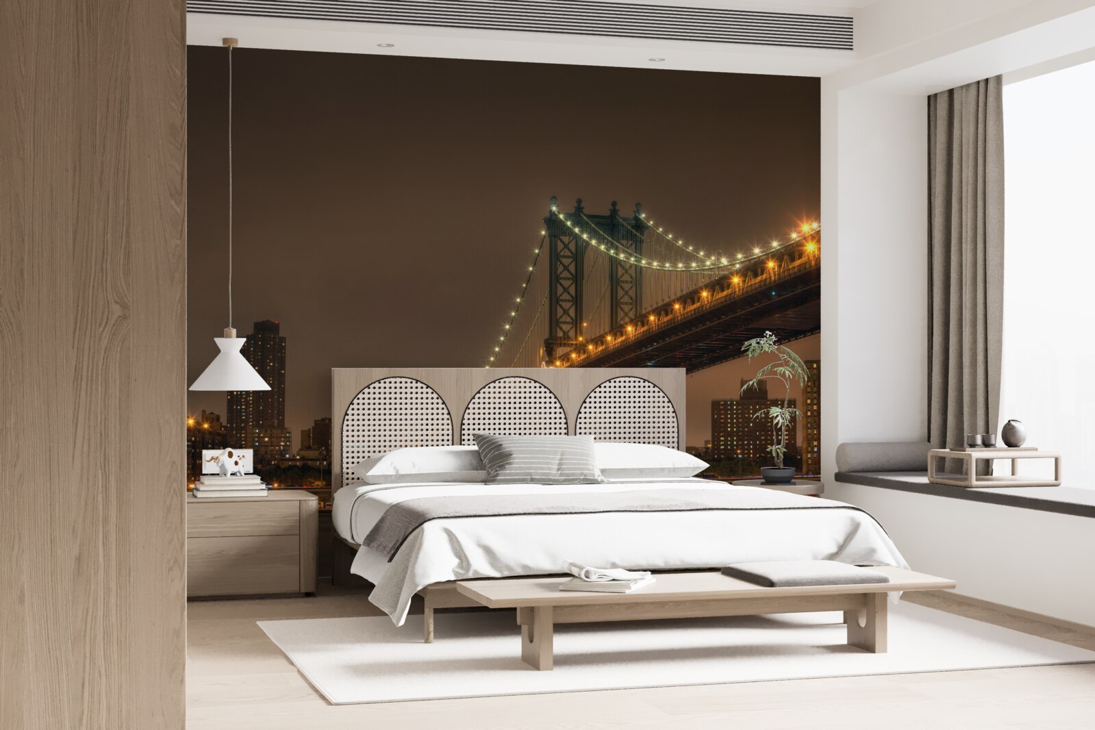 Carta da parati ponte di brooklyn di sera